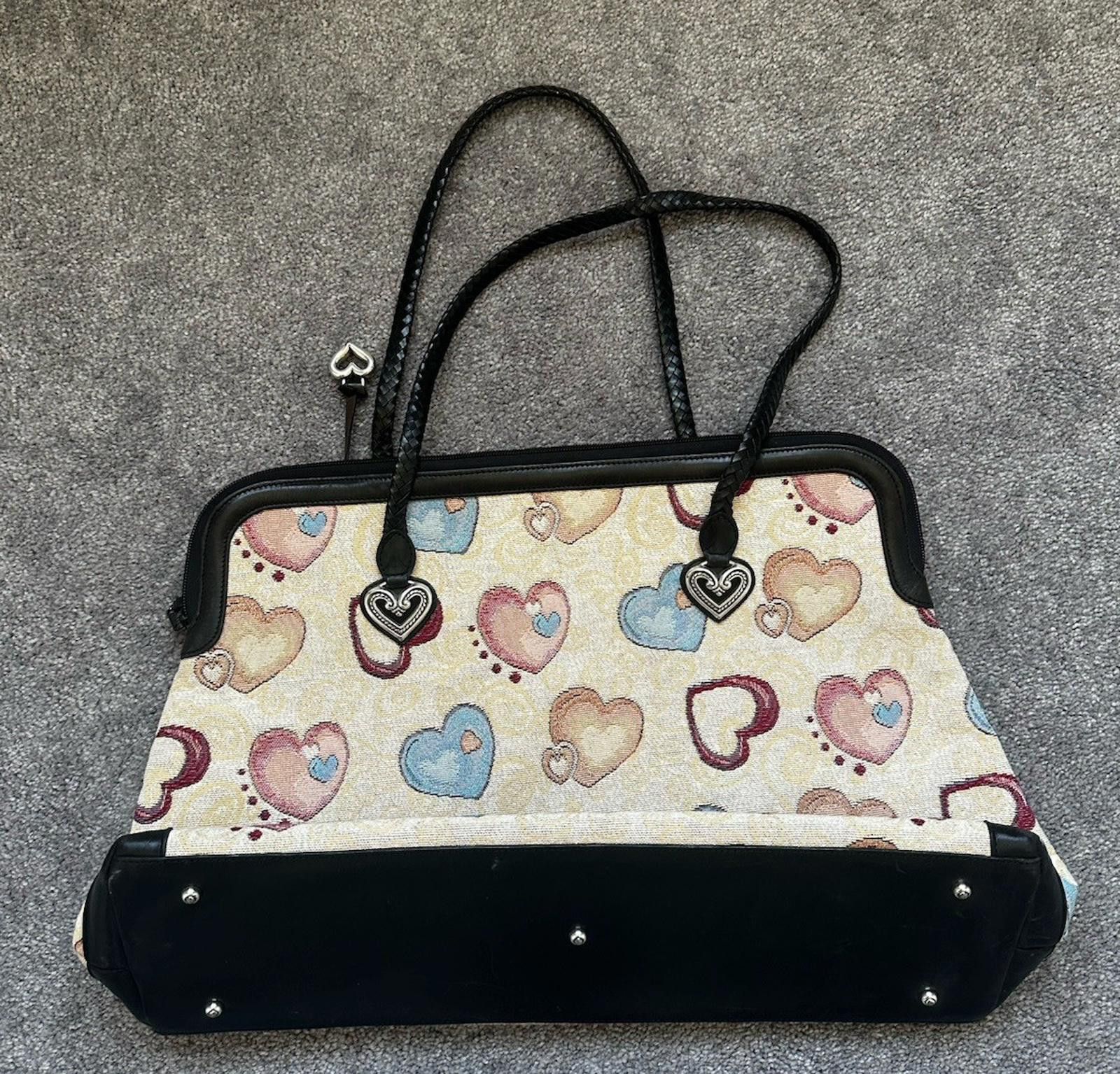 Brighton Brighton Large Multi Color Heart Print Canvas Tote Bag 90s Size ONE SIZE - 5 Thumbnail