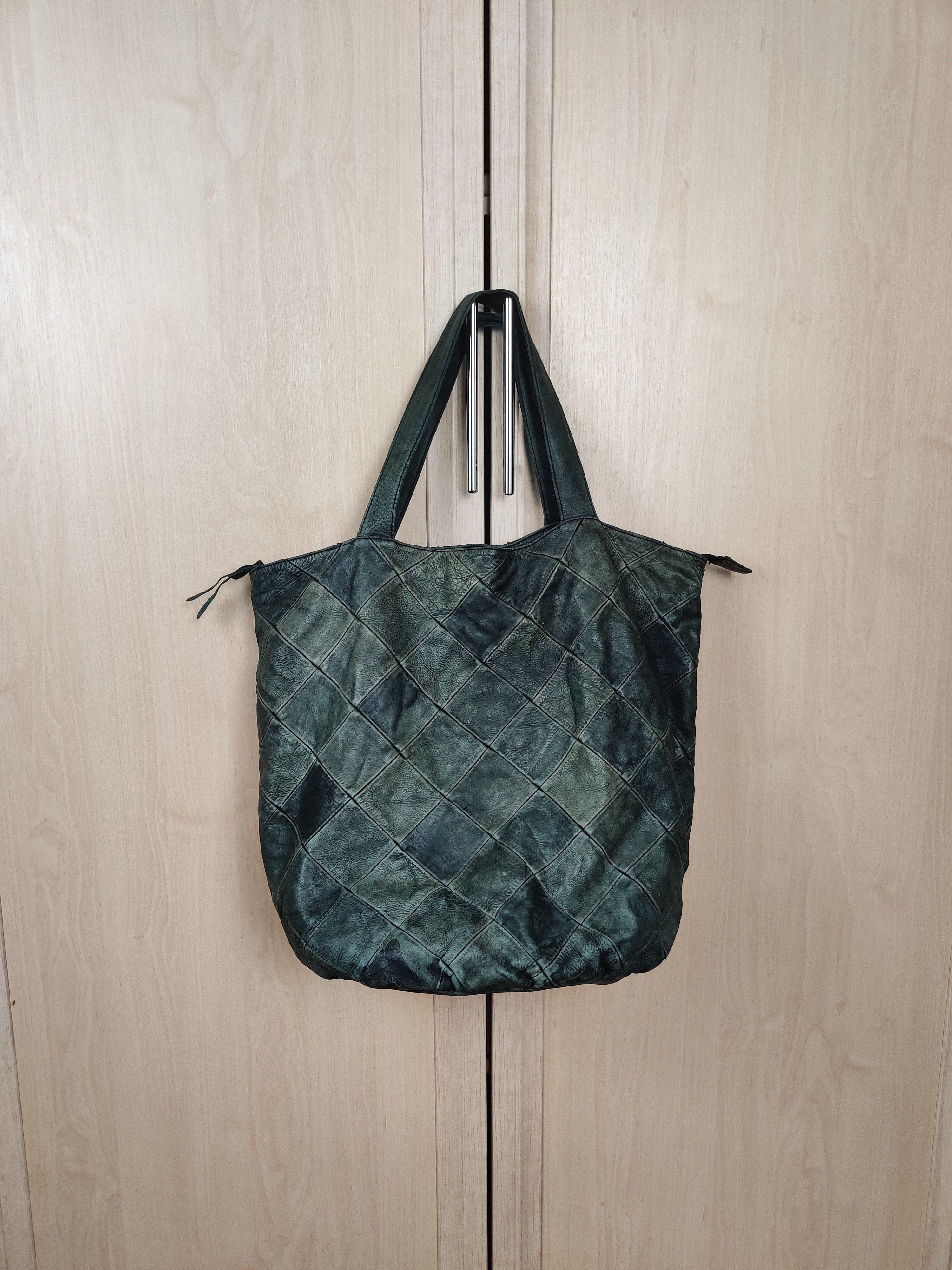 Vintage Vintage Fade Patina Leather Tote Bag Bottega Style Size ONE SIZE - 1 Thumbnail