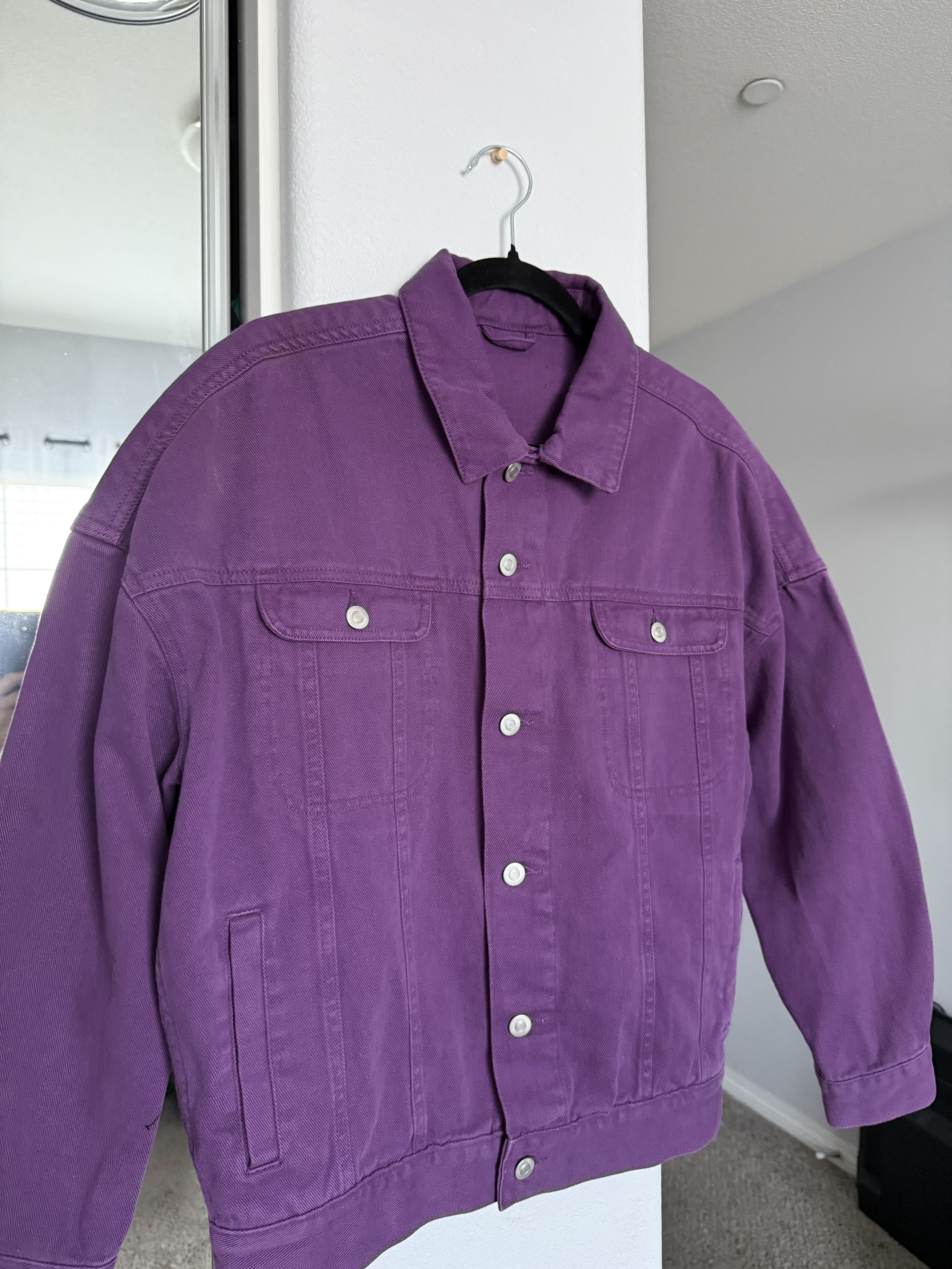 Asos VINTAGE OVERSIZED PURPLE DENIM JACKET SZ 2XS FITS LIKE SMALL Size US XXS / EU 40 - 2 Thumbnail