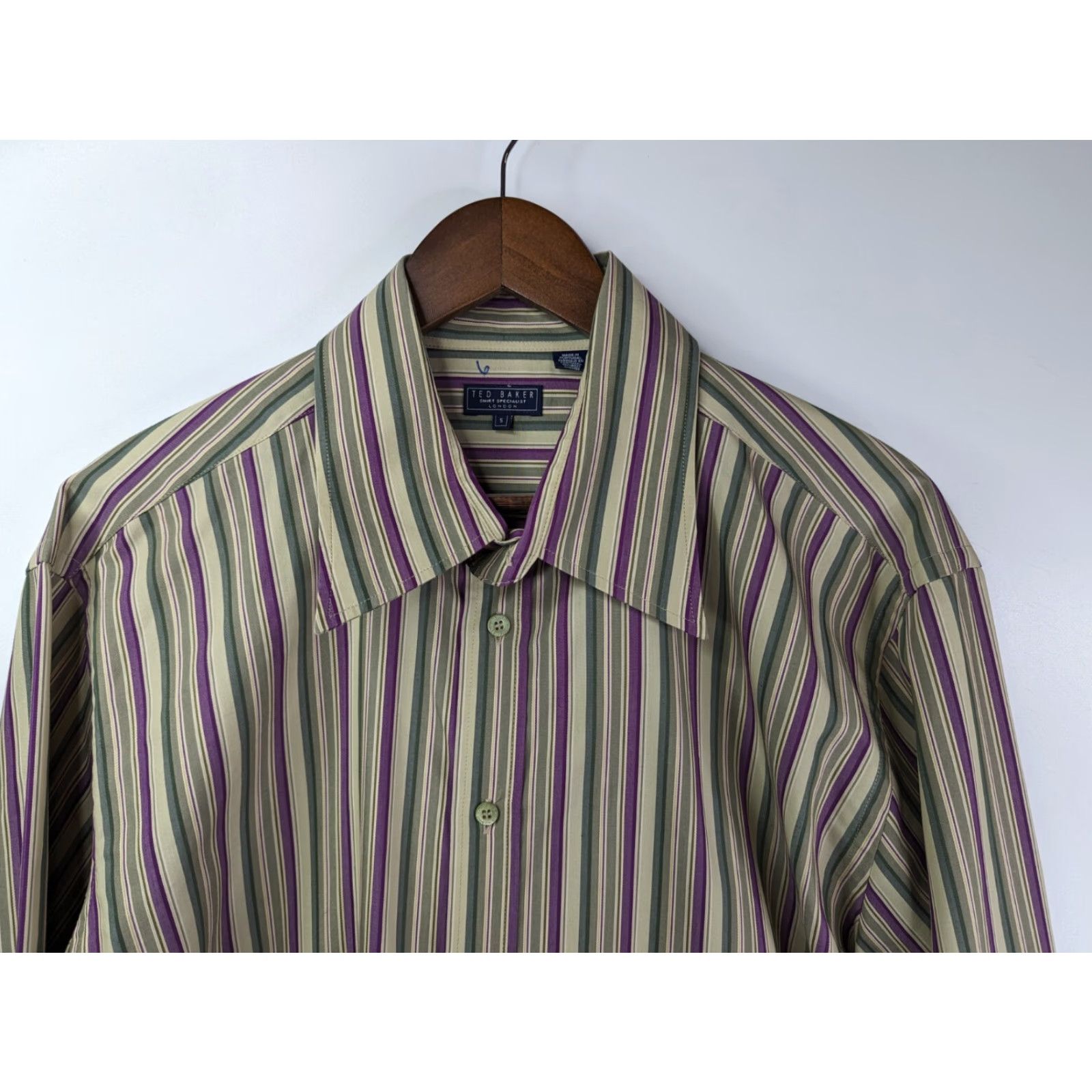 Ted Baker Ted Baker Specialist London Men's Shirt Button-Up Long Sleeve Striped Size 5 Multicolor Cotton Size US S / EU 44-46 / 1 - 2 Thumbnail