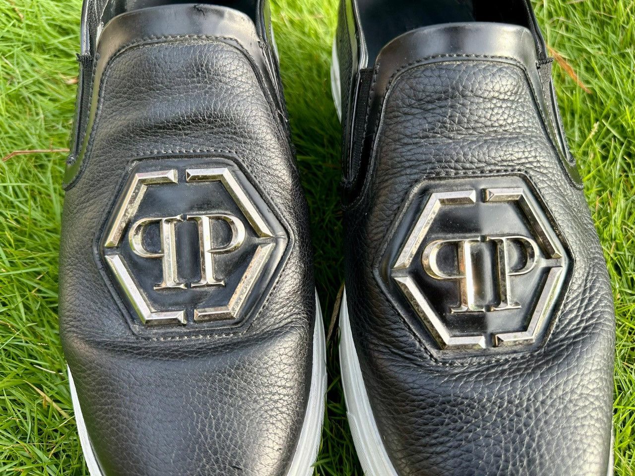 Philipp Plein Authentic Philipp Plein Hexagon Logo Leather Slip On Size US 7.5 / EU 40-41 - 5 Thumbnail