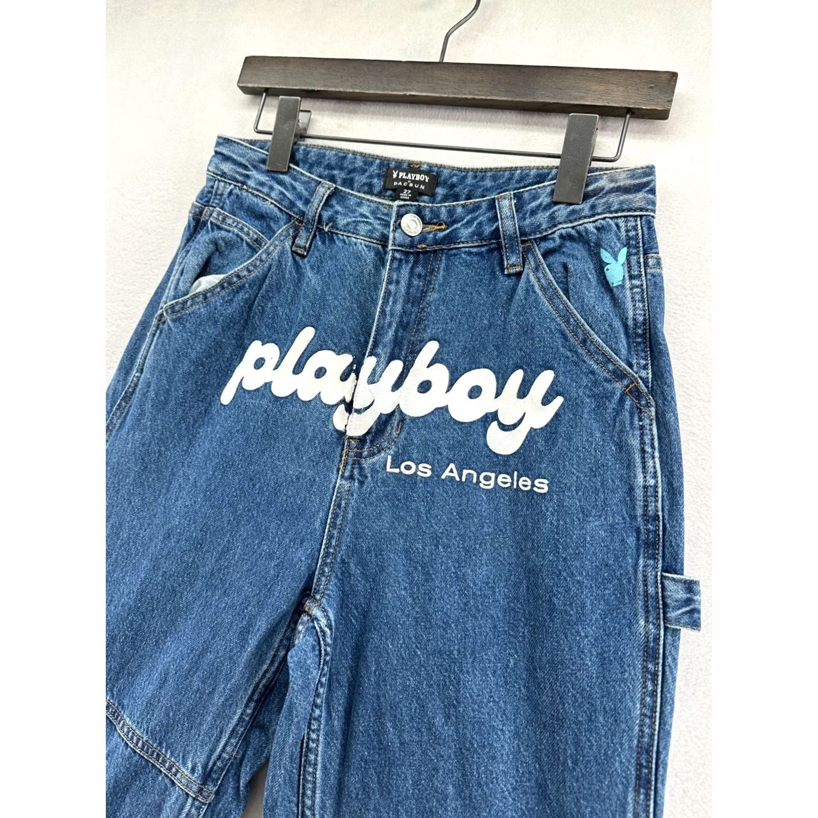 Pacsun Pacsun Payboy Straight Jeans Blue Women's 27 Denim Pockets 100% Cotton Denim Medium Wash Regular Fit Carpenter Inseam 33 in Size 27" / US 4 / IT 40 - 4 Thumbnail