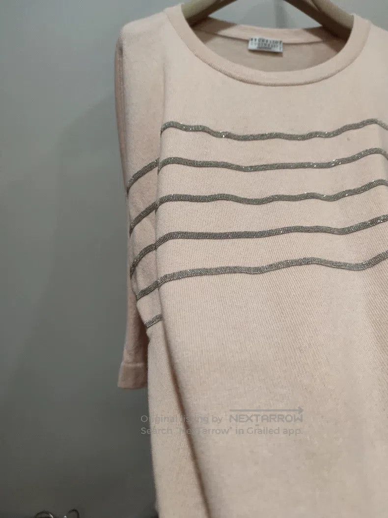 Brunello Cucinelli Brunello Cucinelli Cashmere sequin sweater short-sleeve T- Size L / US 10 / IT 46 - 2 Thumbnail