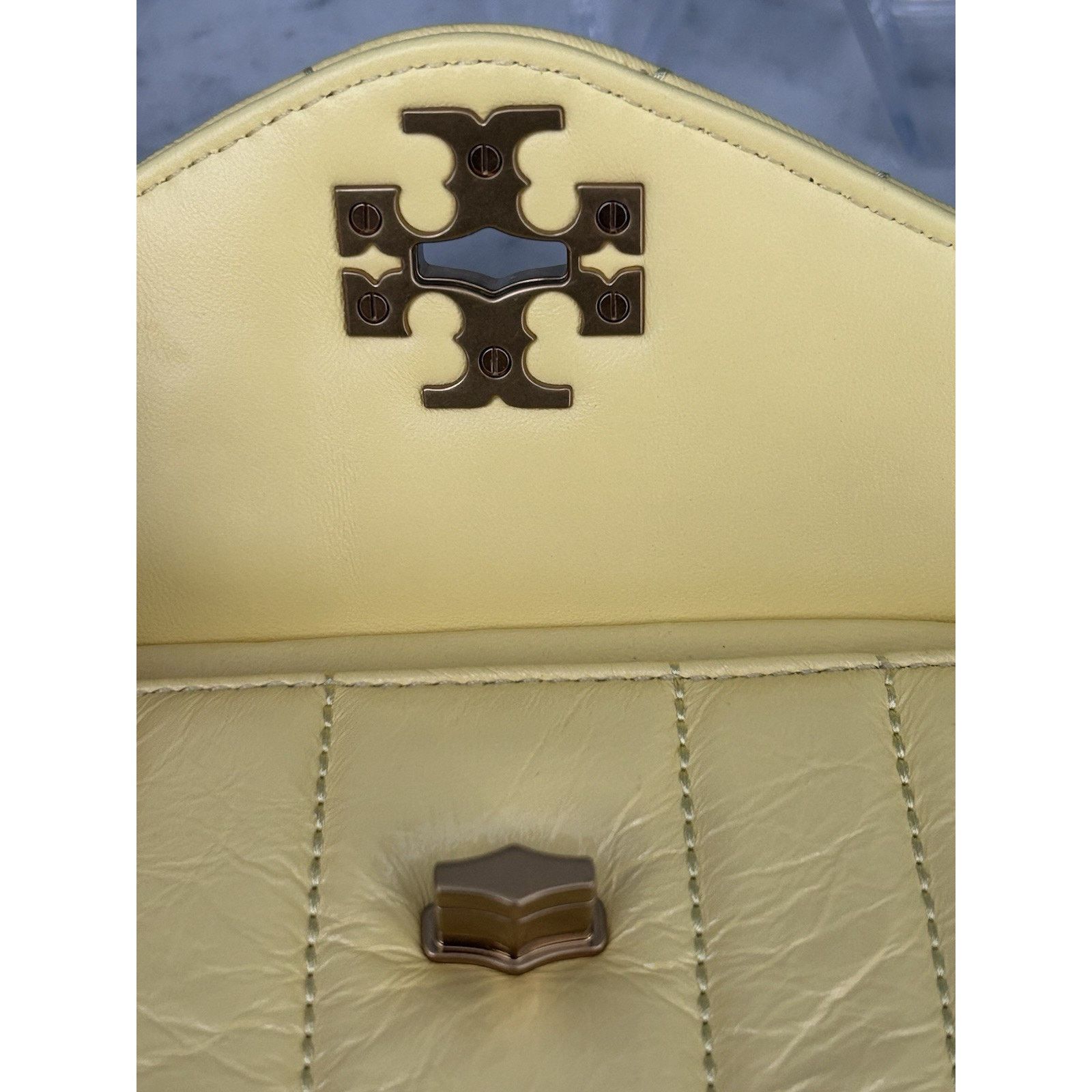 Tory Burch NWT Tory Burch Kira Patent Camera Bag Lemon Yellow 142808 Size ONE SIZE - 7 Thumbnail