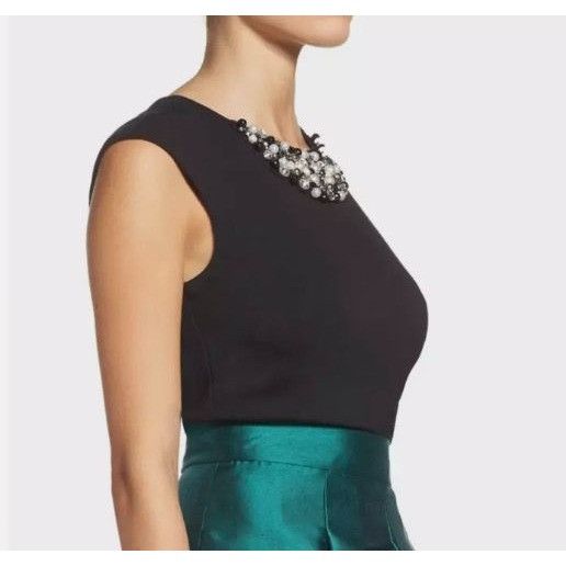 Other NWT Eliza J Embellished Pearl Jewels Crop Top 4 Black NEW Pa Size S / US 4 / IT 40 - 3 Thumbnail
