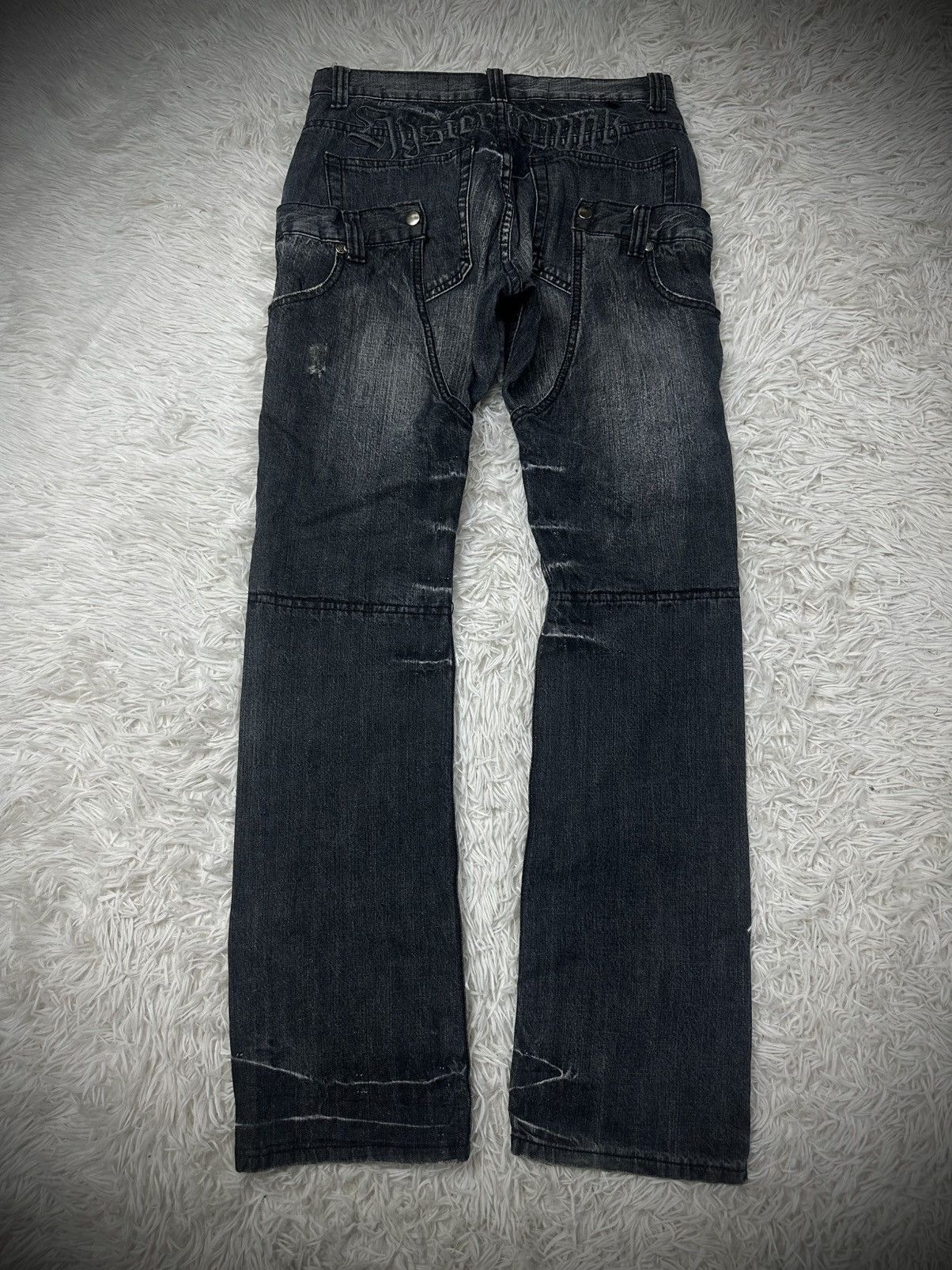 KMRii rare 00s punk soul hysteric double waist flare denim jeans Size US 31 - 5 Thumbnail