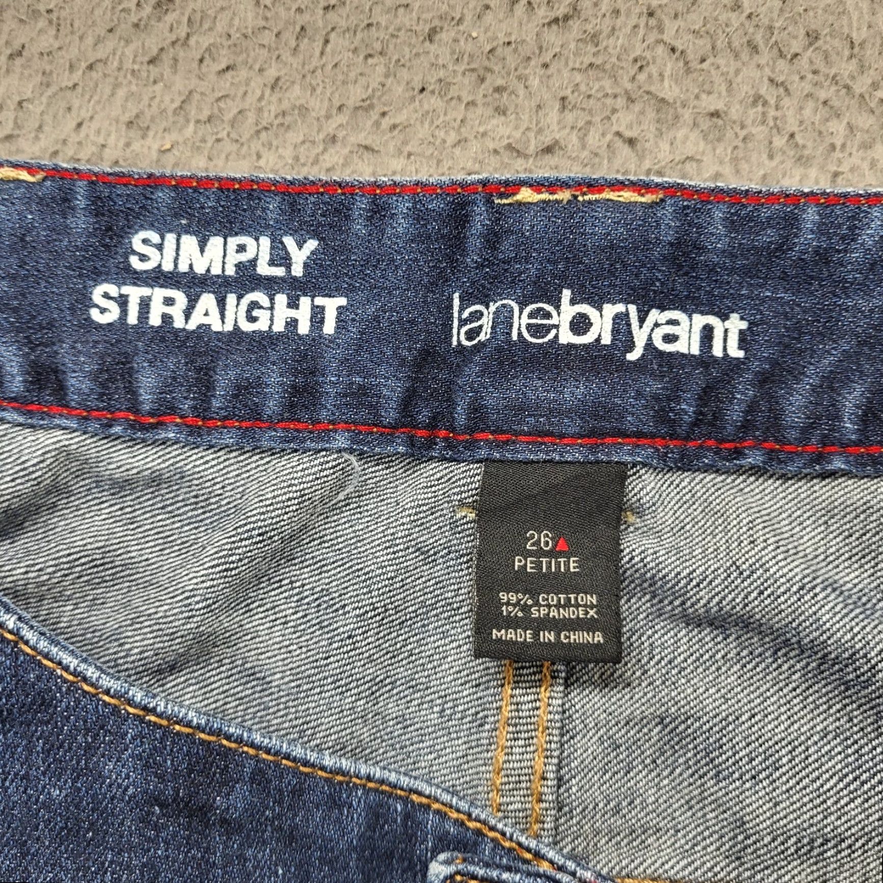 Vintage Lane Bryant Jeans Women's Petite 26P Blue Simply Straight Denim Embroidered 5-Pocket Stretch Modern Comfort Jeans Womens Petite Blue Denim Size 26" / US 2 / IT 38 - 2 Thumbnail