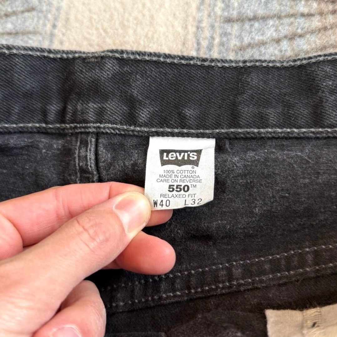 Levi's VINTAGE Levi’s 550 Black Denim Jeans 40x29 Men Regular Straight Zip Button Canada 90s Size US 40 / EU 56 - 3 Thumbnail