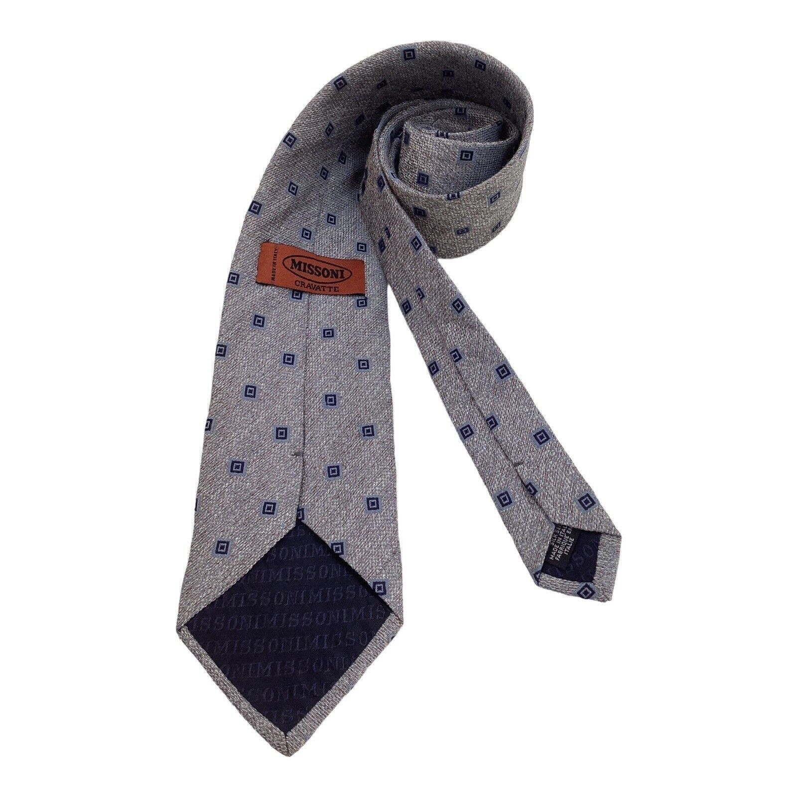 Missoni MISSONI Gray Geometric Luxury Silk Tie Made In Italy W: 3.6 Size ONE SIZE - 2 Thumbnail