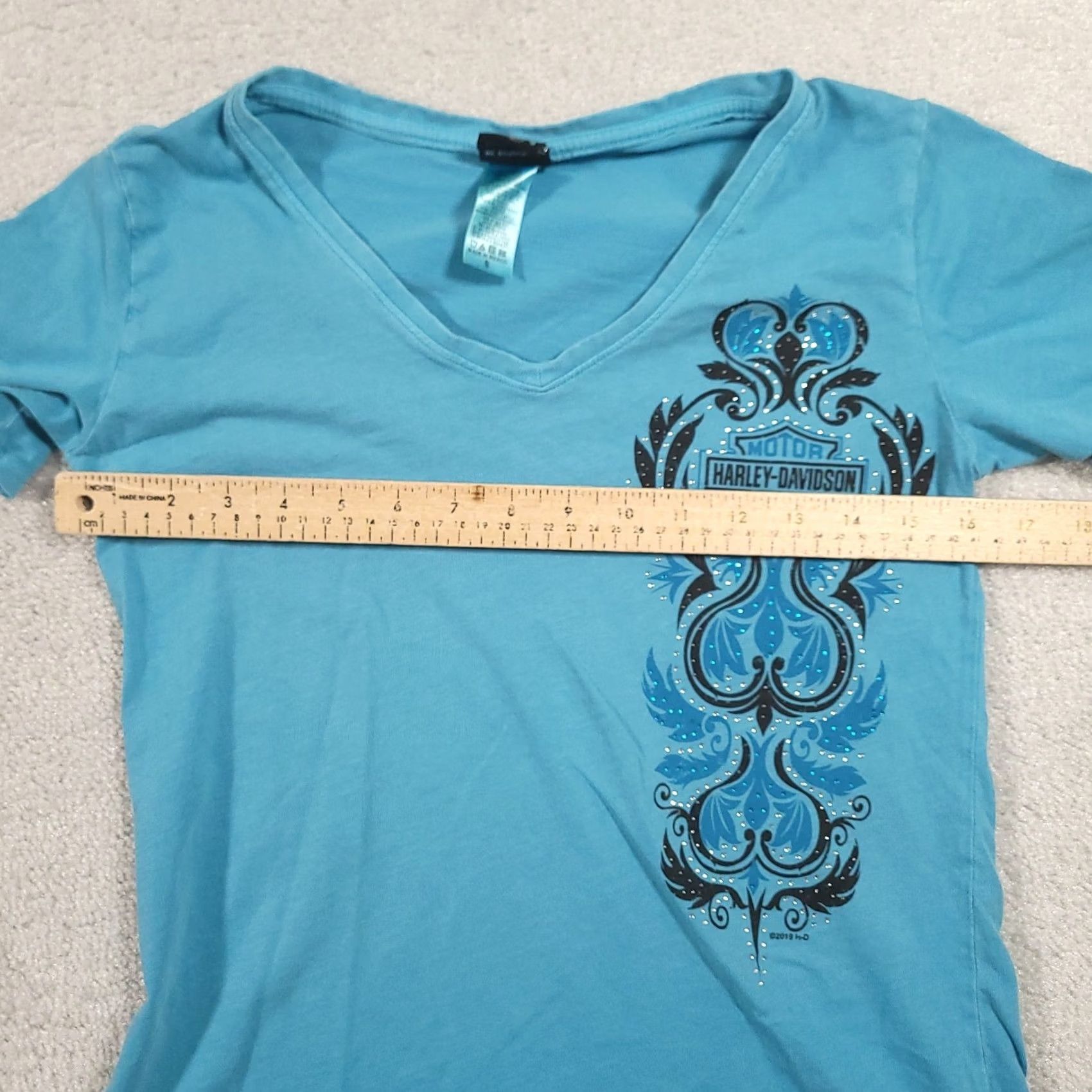Harley Davidson Harley-Davidson Shirt Womens Small Blue Graphic Tee Top Embellished Size S / US 4 / IT 40 - 3 Thumbnail