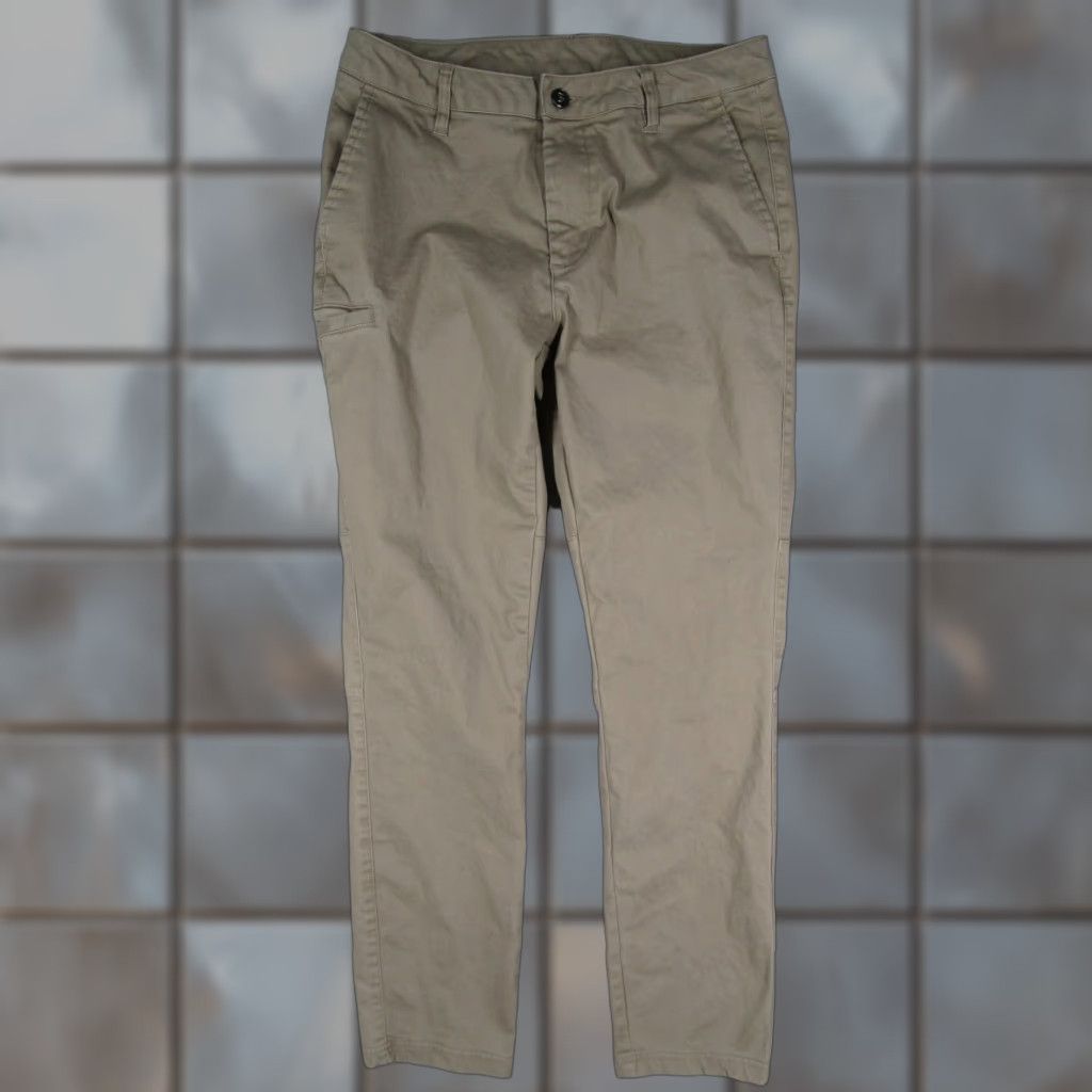 Vintage BYLT Chino Pants Mens 31 Khaki Slim Taper Casual Stretch Fawn Taupe Size US 31 - 1 Thumbnail