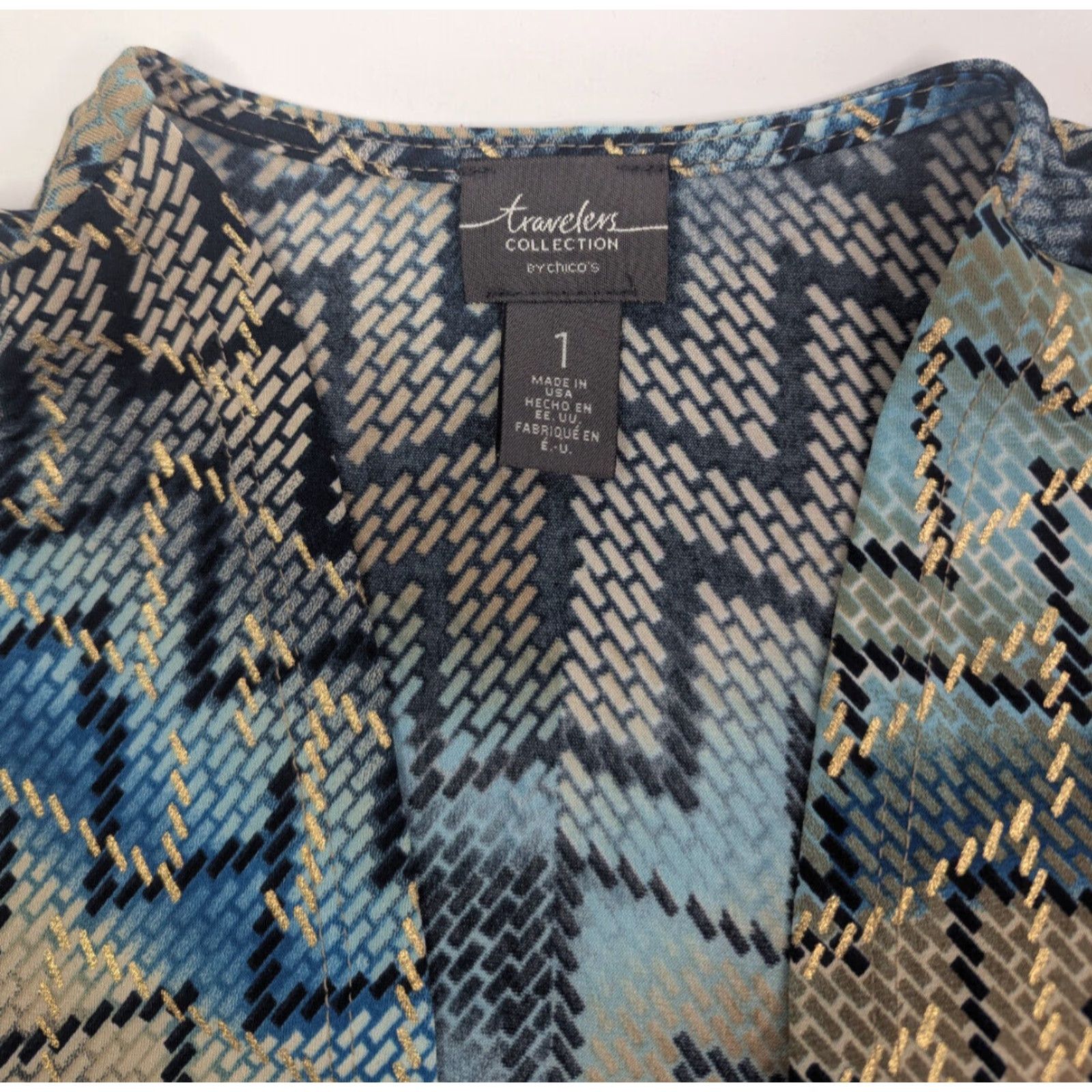 Vintage Chico's Travelers Long Cardigan Womens M/8 Chevron Print Front Tie Shirt Sweater Open Front All Seasons Lightweight Casual Womens Size M / US 6-8 / IT 42-44 - 7 Thumbnail