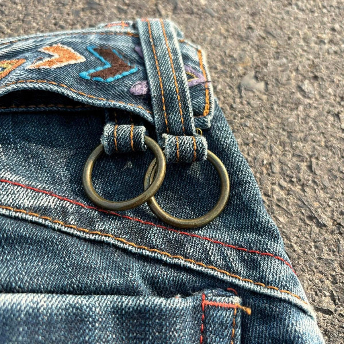 Tornado Mart ❌SOLD❌RIOBERA Flare Jeans Distressed Skull Button 30 Size US 30 / EU 46 - 9 Thumbnail