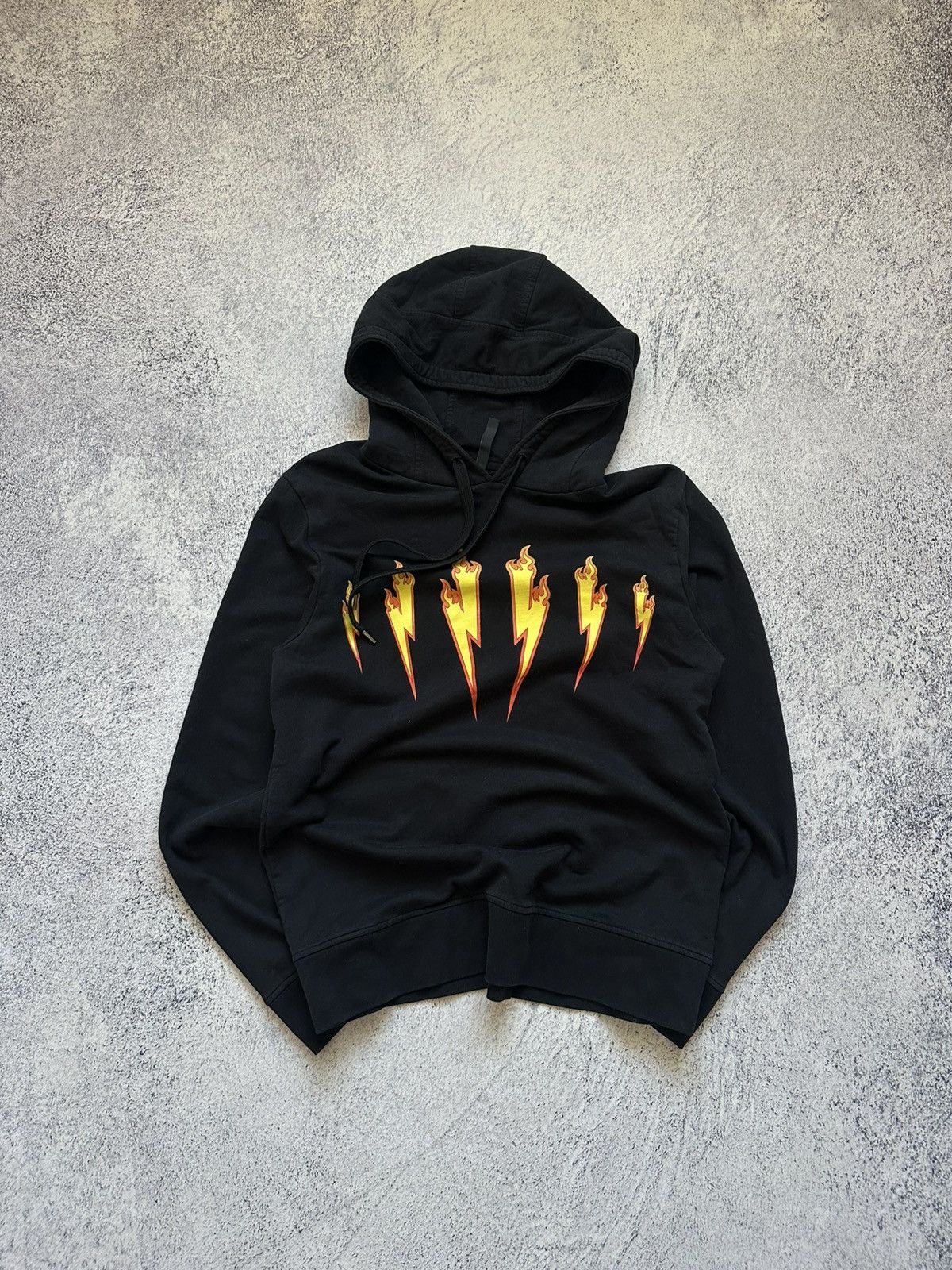 Neil Barrett Neil Barrett Thunder Flame Lightning Bolt Logo Black Hoodie Size US M / EU 48-50 / 2 - 1 Thumbnail