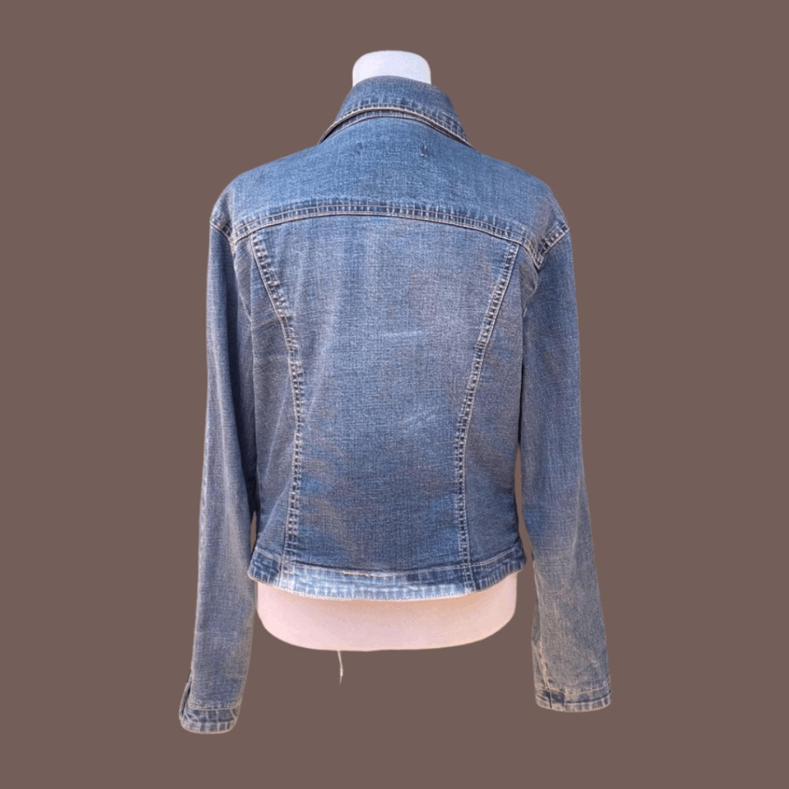 Vintage VTG Cropped Denim Jacket | Live a Little 90s Blue M Size M / US 6-8 / IT 42-44 - 2 Thumbnail