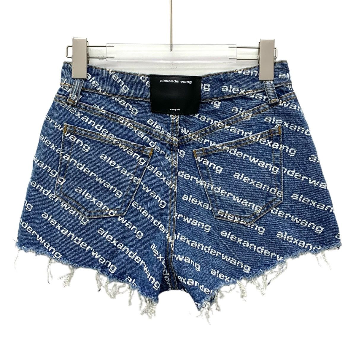 Alexander Wang Alexander Wang Blue Denim Shorts All Over Logo Print K26WX Size 25" / US 0 / IT 36 - 2 Thumbnail