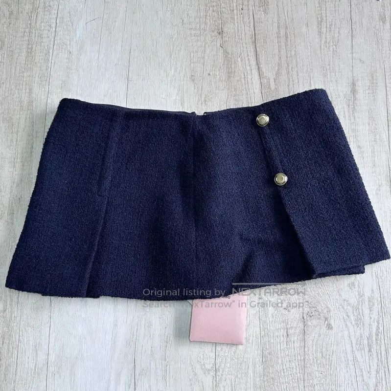 Miu Miu Miu Miu Navy Wool Mini Skirt . Size 22" - 3 Thumbnail