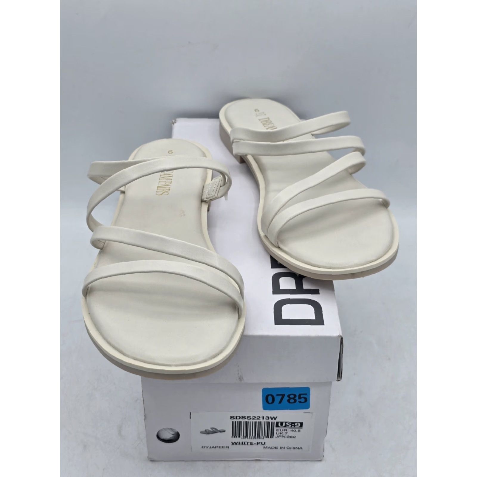 Vintage Dream Pairs Women’s Slide Sandals - Slip On, Open Toe, White PU Sz 9 - Casual Comfort Flat Footwear Size US 9 / IT 39 - 2 Thumbnail