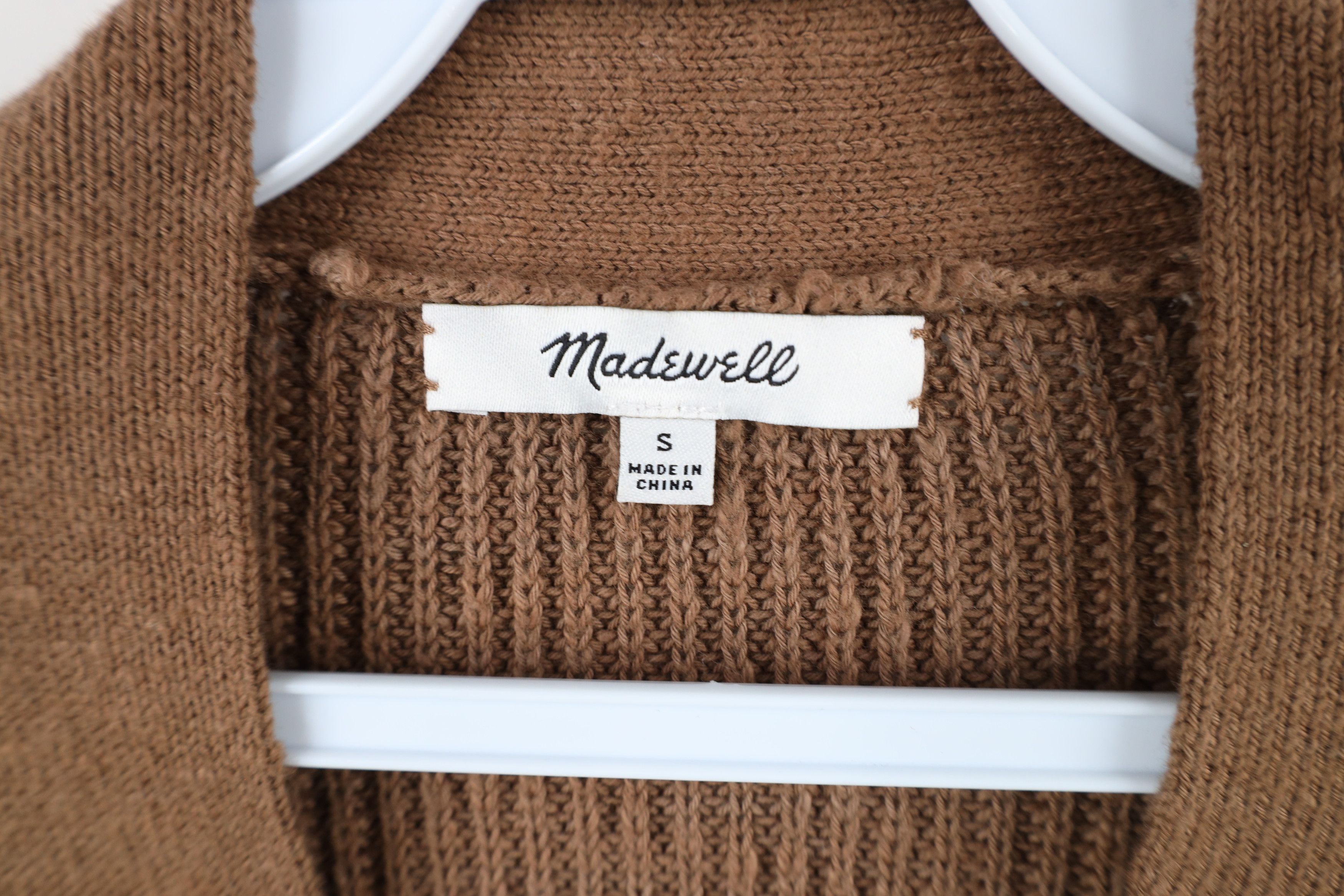 Madewell × Vintage Madewell Cotton Ribbed Knit Lovell Cardigan Sweater Brown Size S / US 4 / IT 40 - 5 Thumbnail