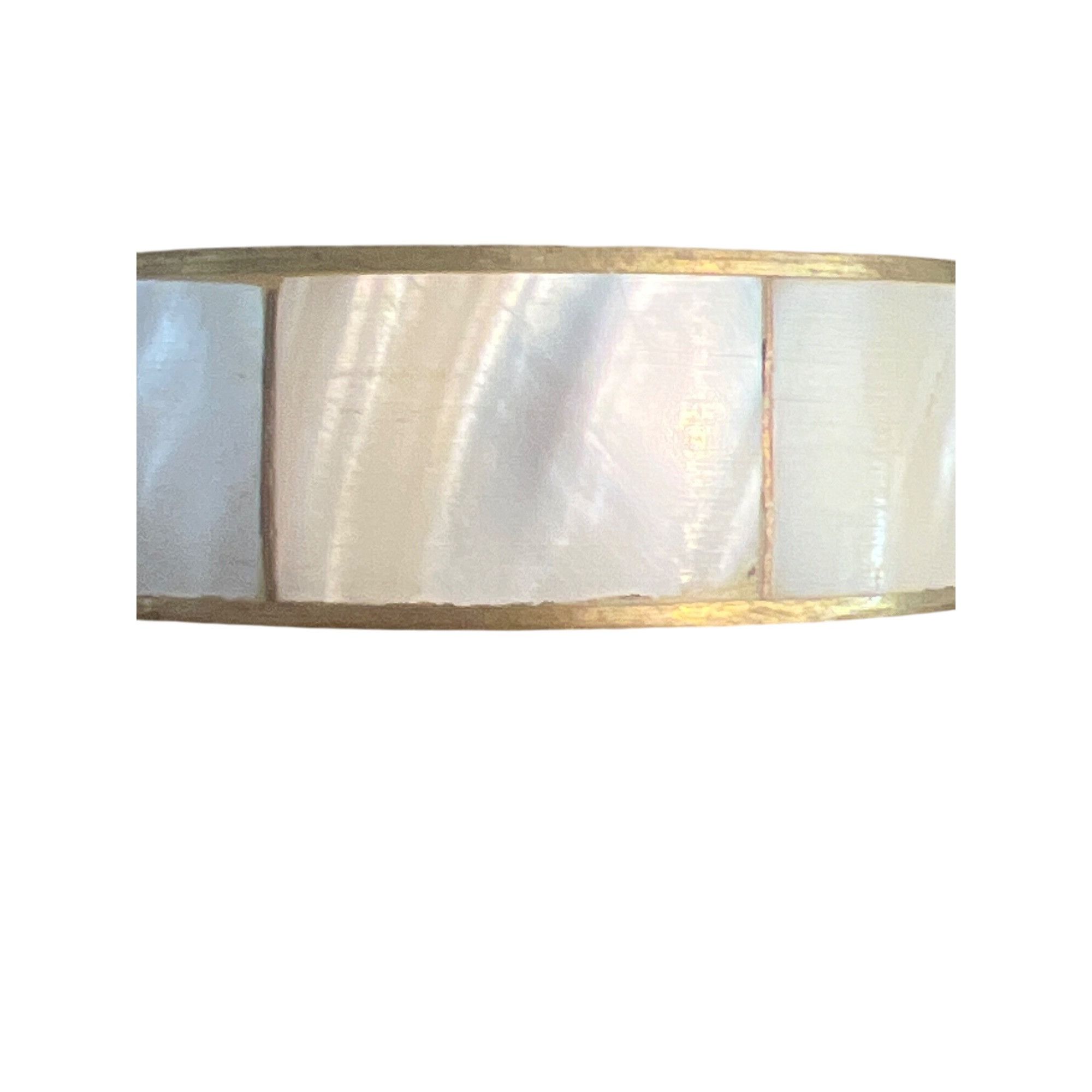 Other Vintage Mother Of Pearl Inlay Brass Bangle Bracelet Estate S Size ONE SIZE - 2 Thumbnail
