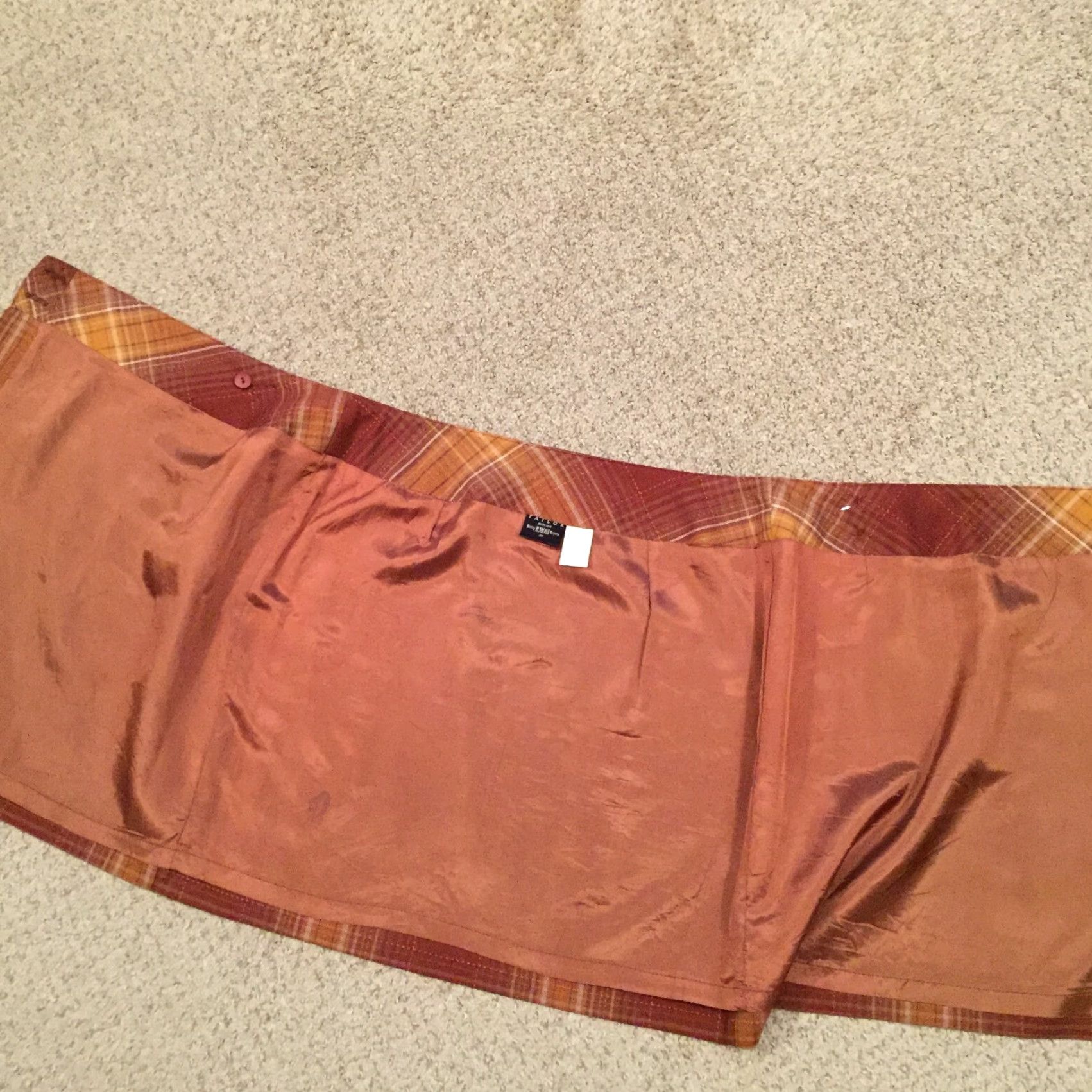 Vintage B. Moss Skirt Women's 10 Orange Plaid Knee Length Wrap Lined Polyester Rayon Pencil Size 32" / US 10 / IT 46 - 7 Thumbnail