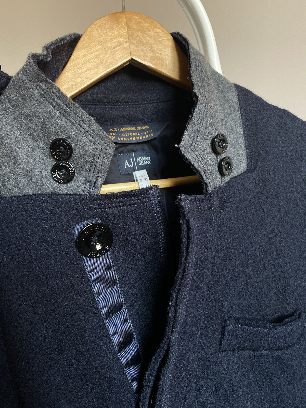 Armani Armani Jeans Wool Coat Navy Long Jacket Size US S / EU 44-46 / 1 - 5 Thumbnail