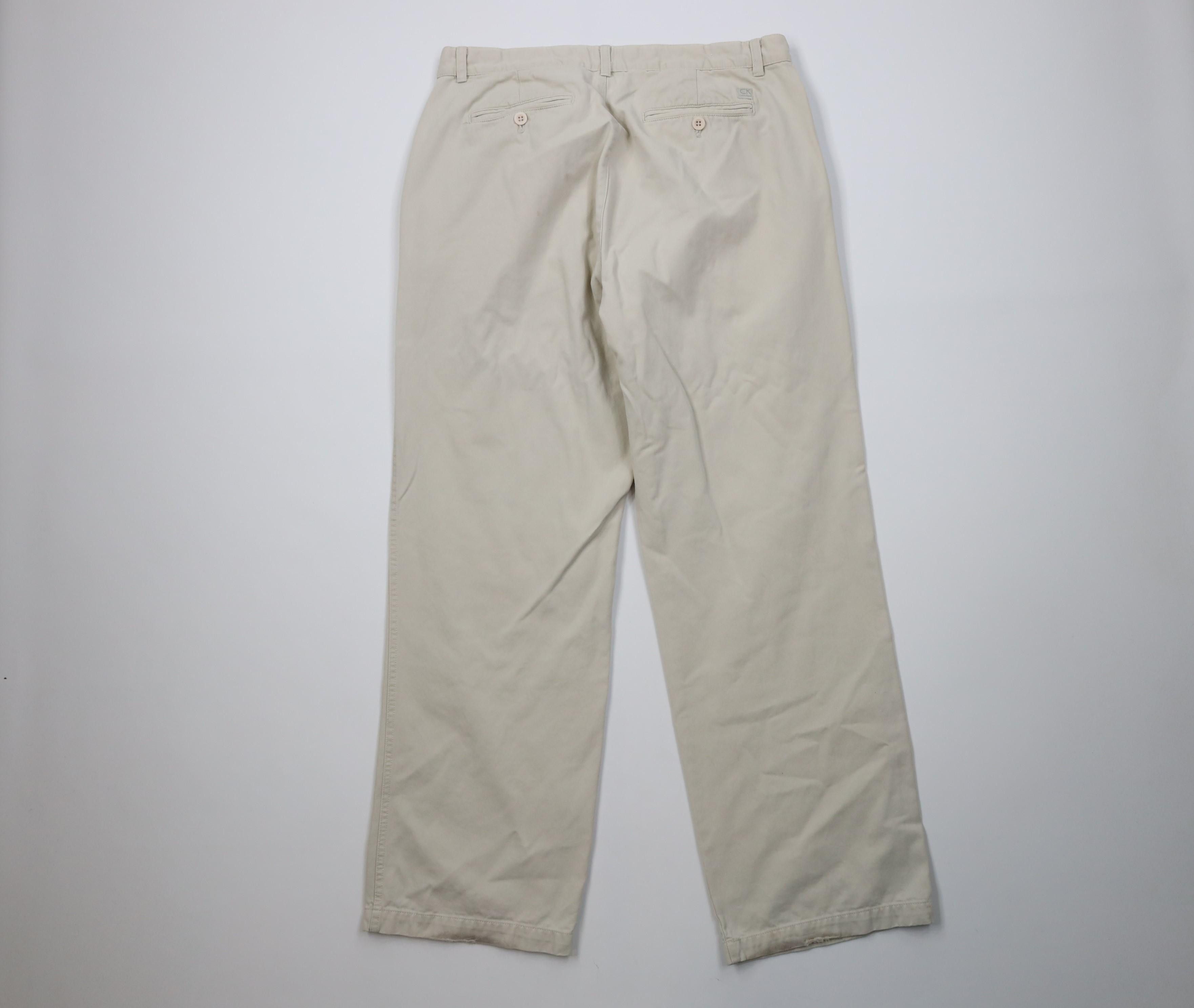 Calvin Klein Vintage 90s Y2K Calvin Klein Sandwash Wide Leg Chino Pants Size US 34 / EU 50 - 10 Thumbnail