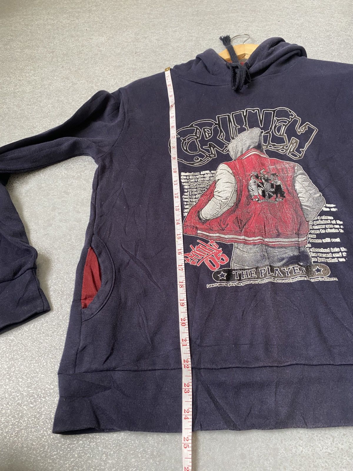 Japanese Brand Vintage Y2K Graphic Hoodie Navy Red Grunge Streetwear Size US M / EU 48-50 / 2 - 12 Thumbnail