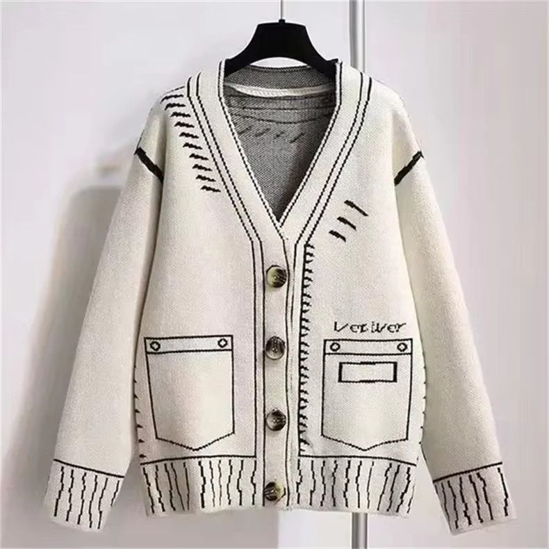 Other Korean Style Graffiti Unique Loose Cardigans Coat Y2k Size L / US 10 / IT 46 - 1 Thumbnail