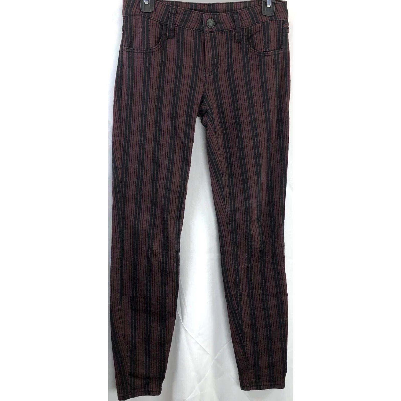 Vintage KUT from the Kloth Jennifer Ultra Skinny Pants 0 Brown Stripe 28"W Denim Low Rise Size 25" / US 0 / IT 36 - 5 Thumbnail