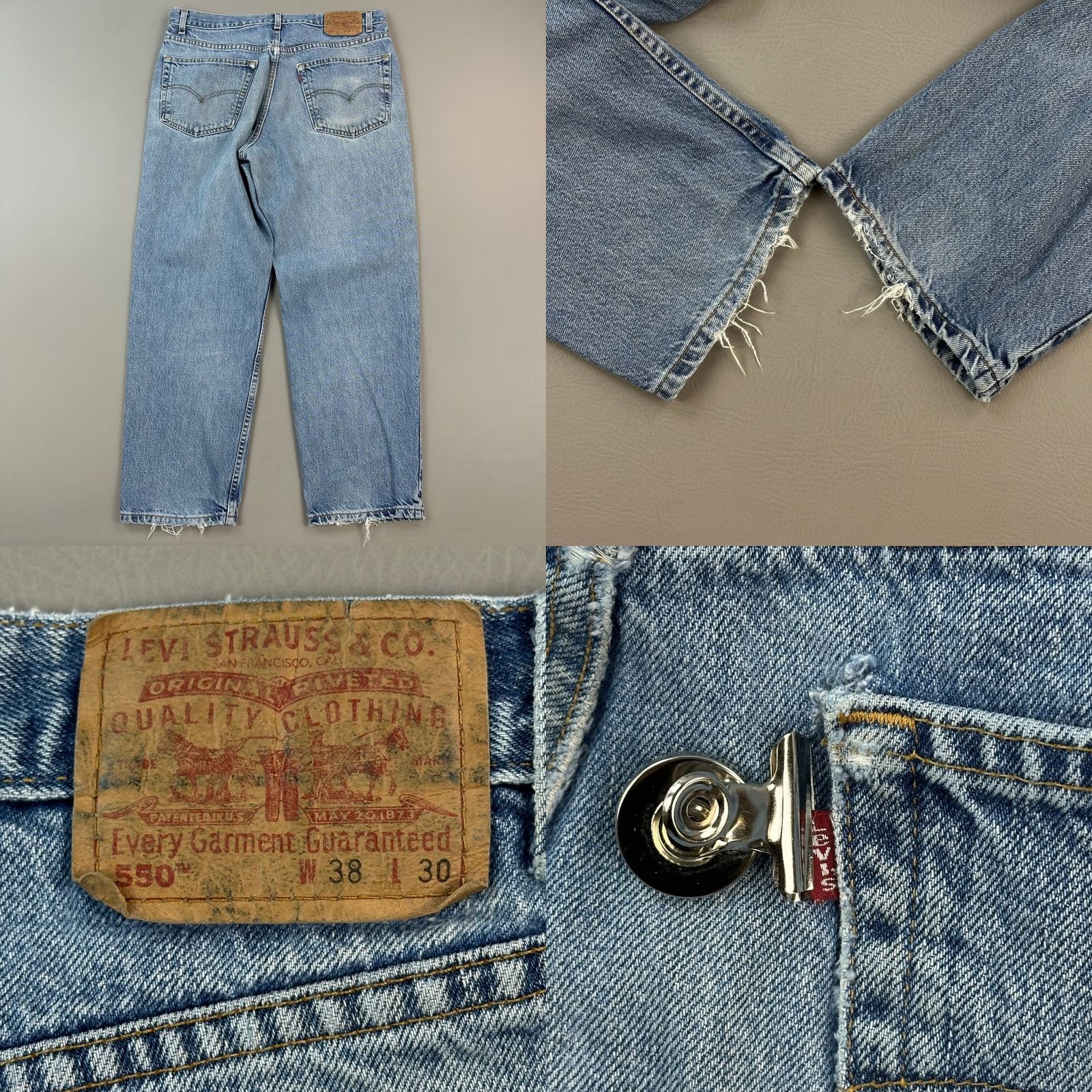 Levi's Vintage Levi's 550 Jeans Mens 38x30 Medium Wash Relaxed Fit Distressed Y2K Denim Cotton Blue 5-Pocket Mens Regular 90s Grunge Logo Jeans Size US 38 / EU 54 - 9 Thumbnail