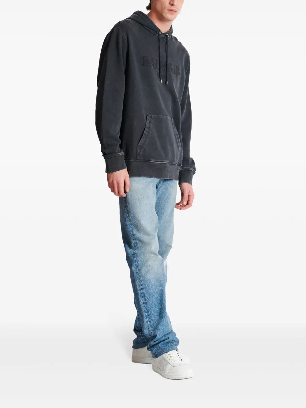 Balmain o1y0426 Logo Hoodie in Dark Gray Size US M / EU 48-50 / 2 - 3 Thumbnail