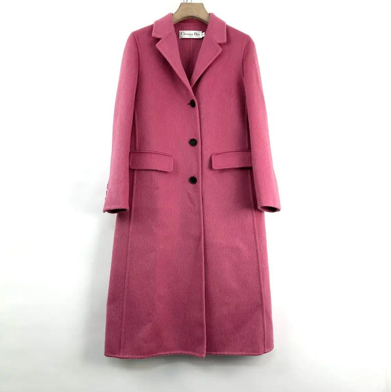 Dior Dior Pink Wool Long Coat for Women 0089 Size XS / US 0-2 / IT 36-38 - 1 Thumbnail