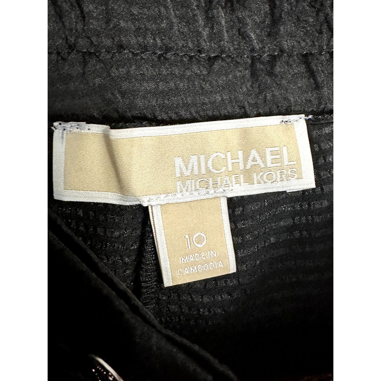 Michael Kors Michael Kors Womens Black Textured Pleated Cargo Pants 10NWT Size 32" / US 10 / IT 46 - 9 Thumbnail