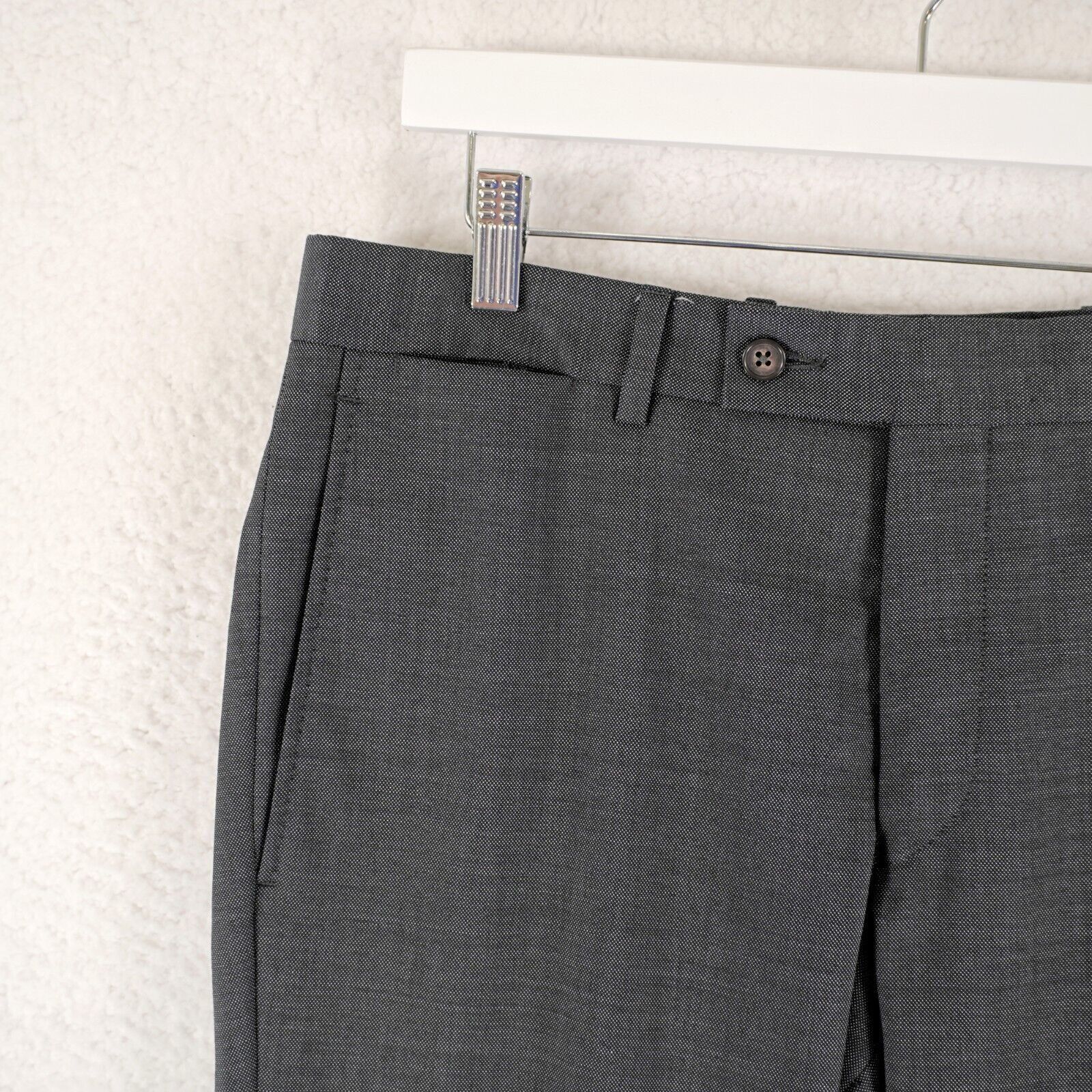 Ted Baker DAMAGED Ted Baker Gray Birdseye Wool Flat Front Dress Pants Size 34R - 2 Thumbnail
