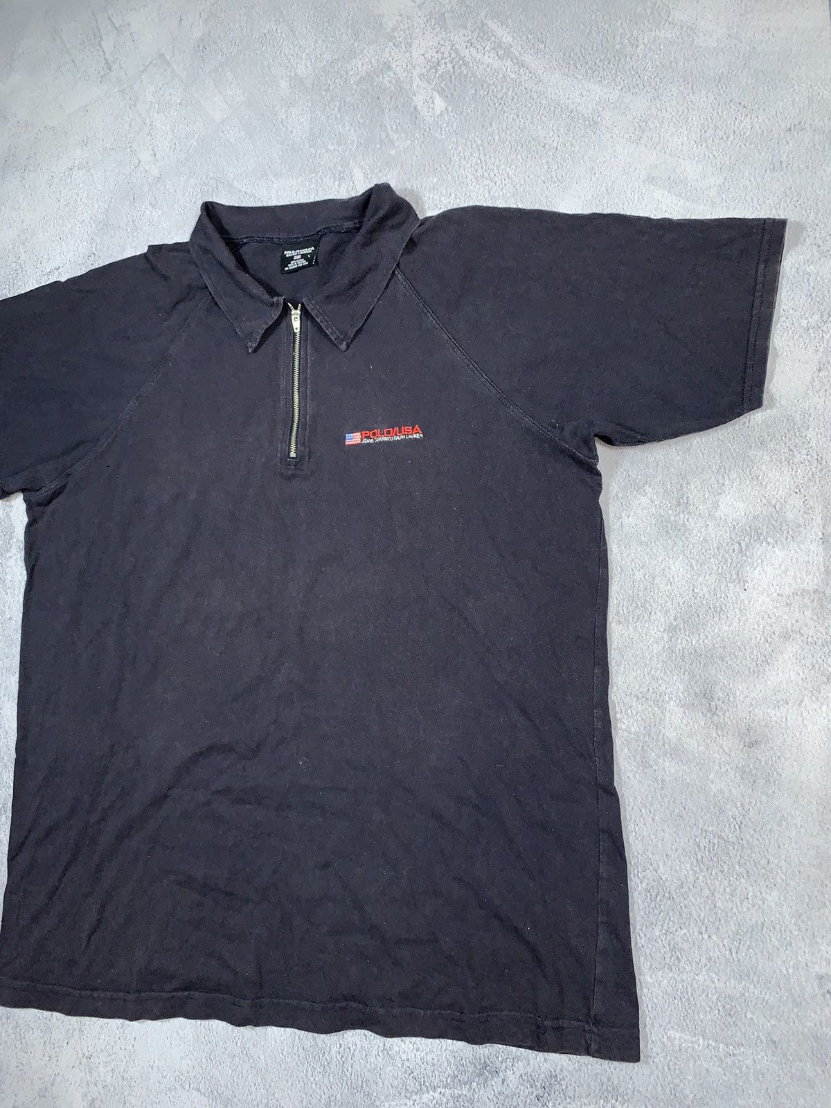 Polo Ralph Lauren × Vintage Vintage 90s Polo USA faded zip 1/4 polo tee streetwear sizeL Size US L / EU 52-54 / 3 - 3 Thumbnail
