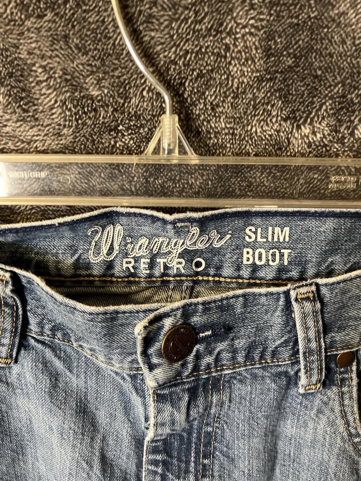 Wrangler Wrangler Retro Slim Bootcut Jeans 33x30 Lght Wash 100 Cotton Size US 33 - 3 Thumbnail