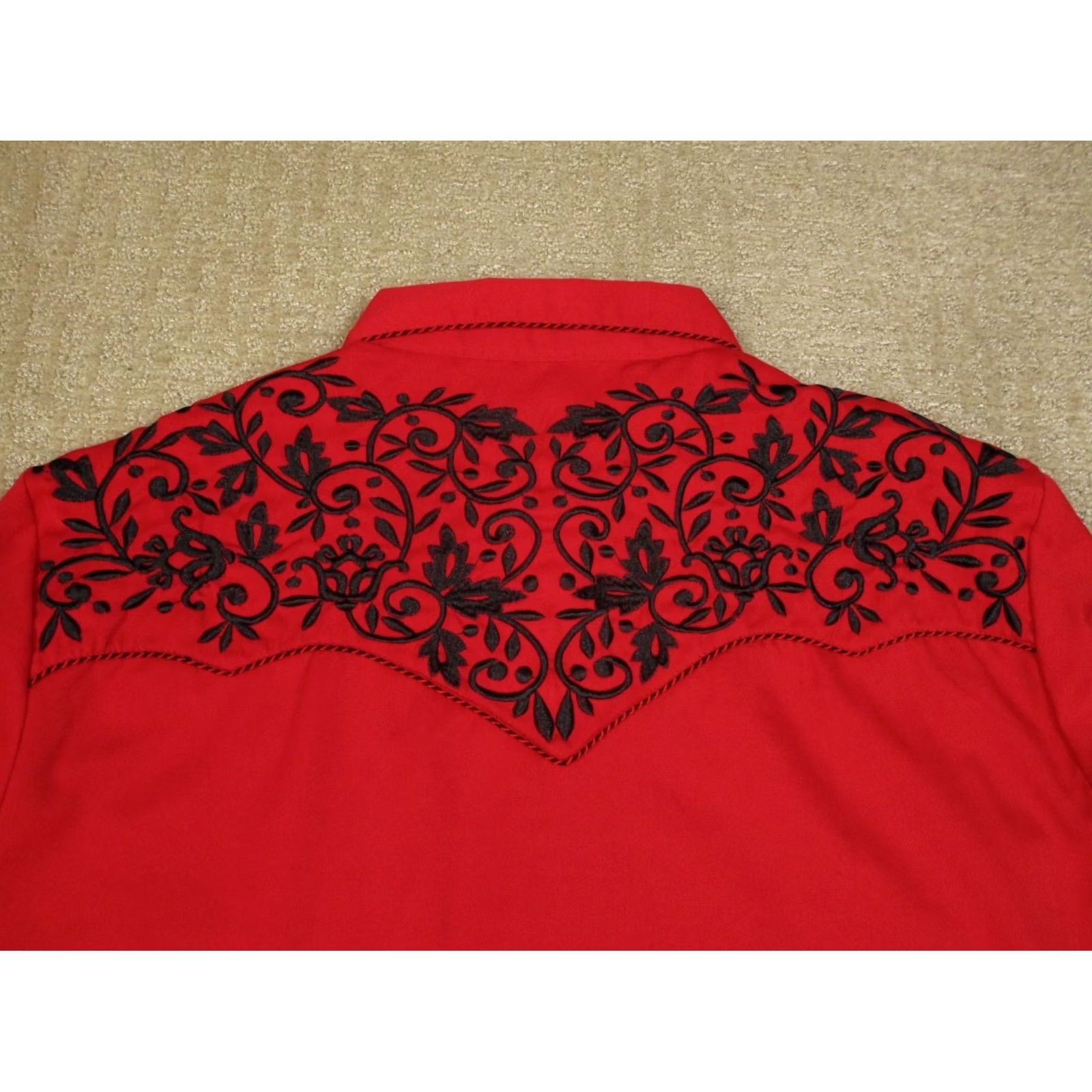Vintage Larry Mahan Shirt Mens 2XL Red Western Pearl Snap Embroidered Smile Pocket Button-Up Casual Cowboy Western Mens Size US XXL / EU 58 / 5 - 4 Thumbnail