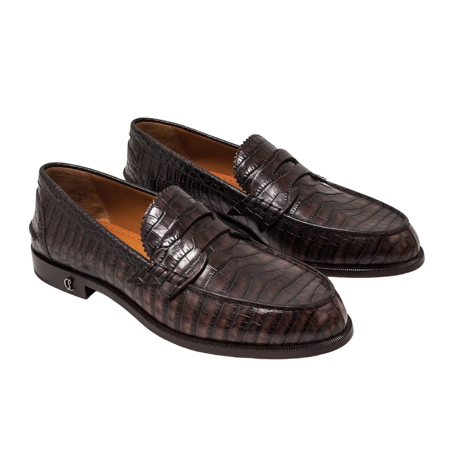 Christian Louboutin Expresso Croc Leather Dress Loafer 41 8