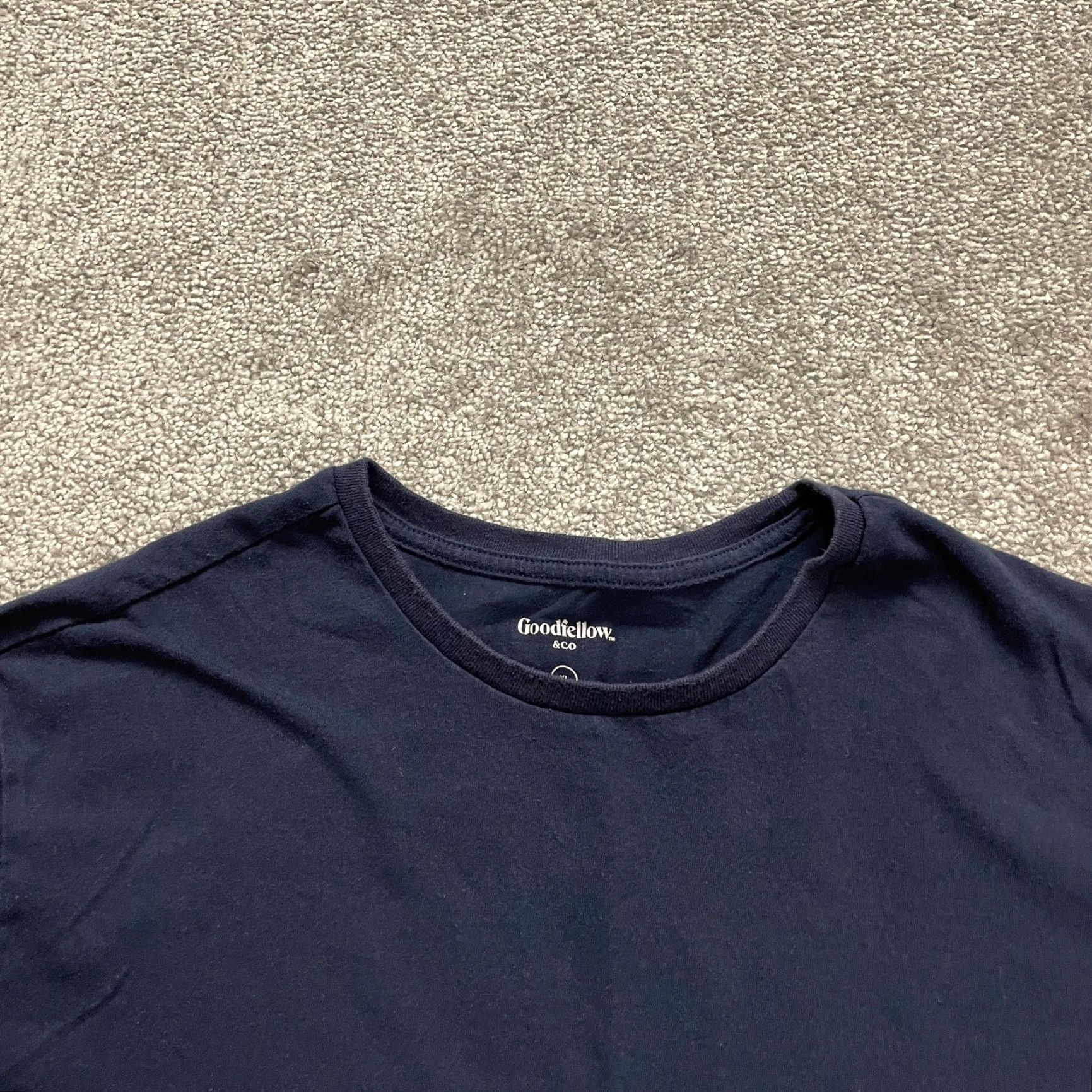 Vintage Goodfellow T-Shirt Shirt Mens XL Navy Blue Solid Crew Neck Short Sleeve Top Regular Cotton Branding Logo Classic outdoor 90s Mens Size US XL / EU 56 / 4 - 3 Thumbnail