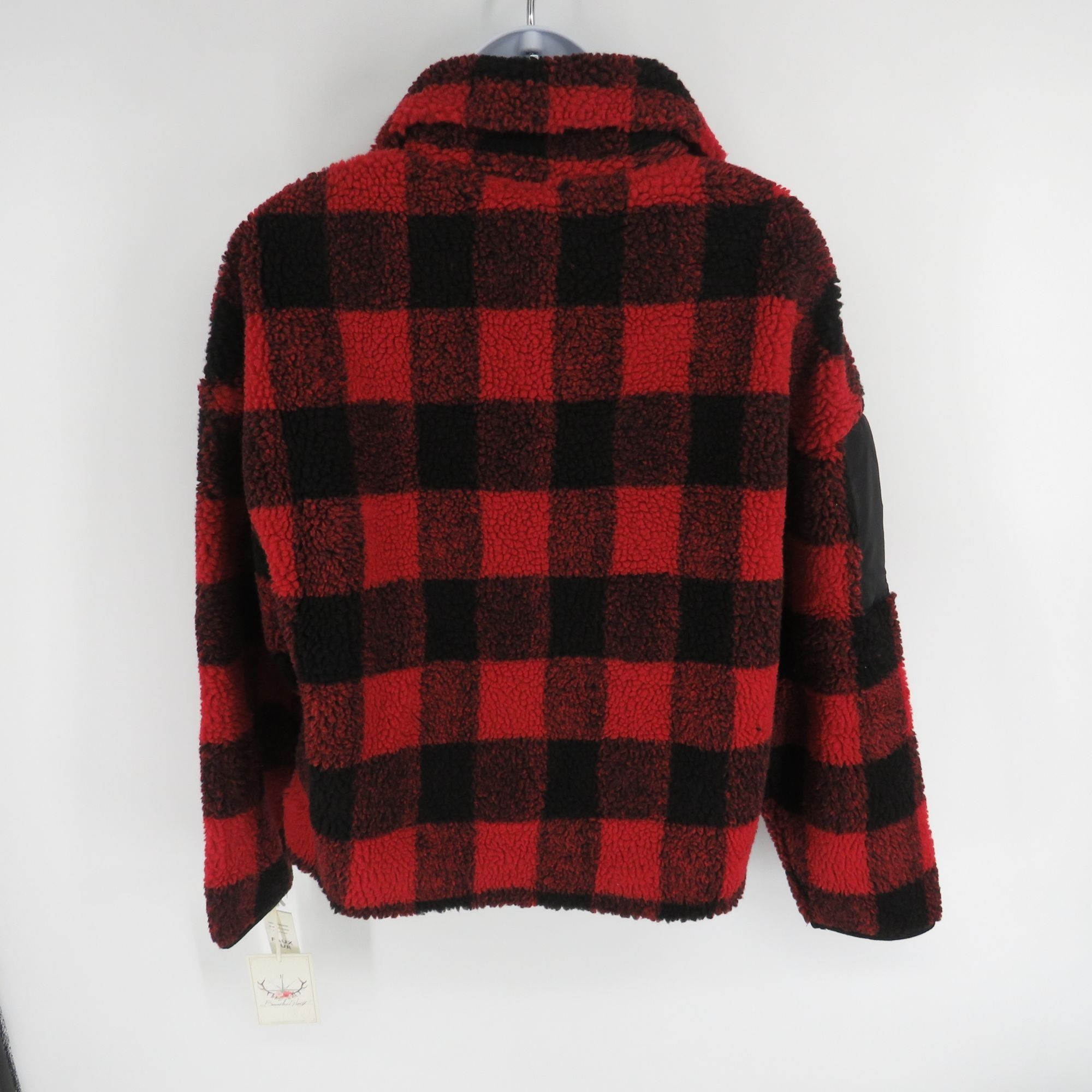 Other Boundless North Buffalo Plaid Red & Black Faux Fur 1/4 Zip P Size XS / US 0-2 / IT 36-38 - 4 Thumbnail