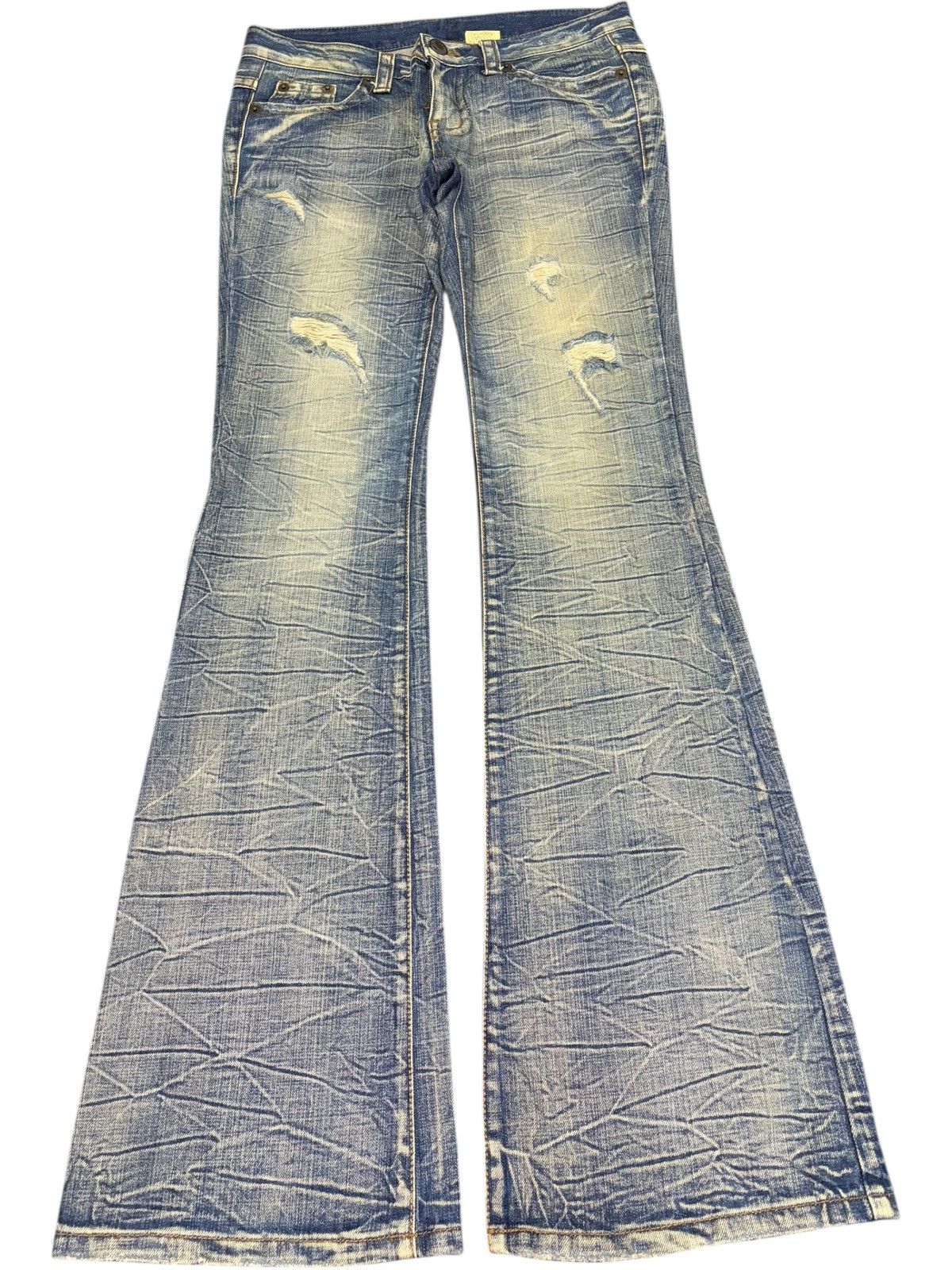 If Six Was Nine Vintage Japanese Brand Rusty Mud Wash Distress Flare Jeans Size 31" - 1 Thumbnail