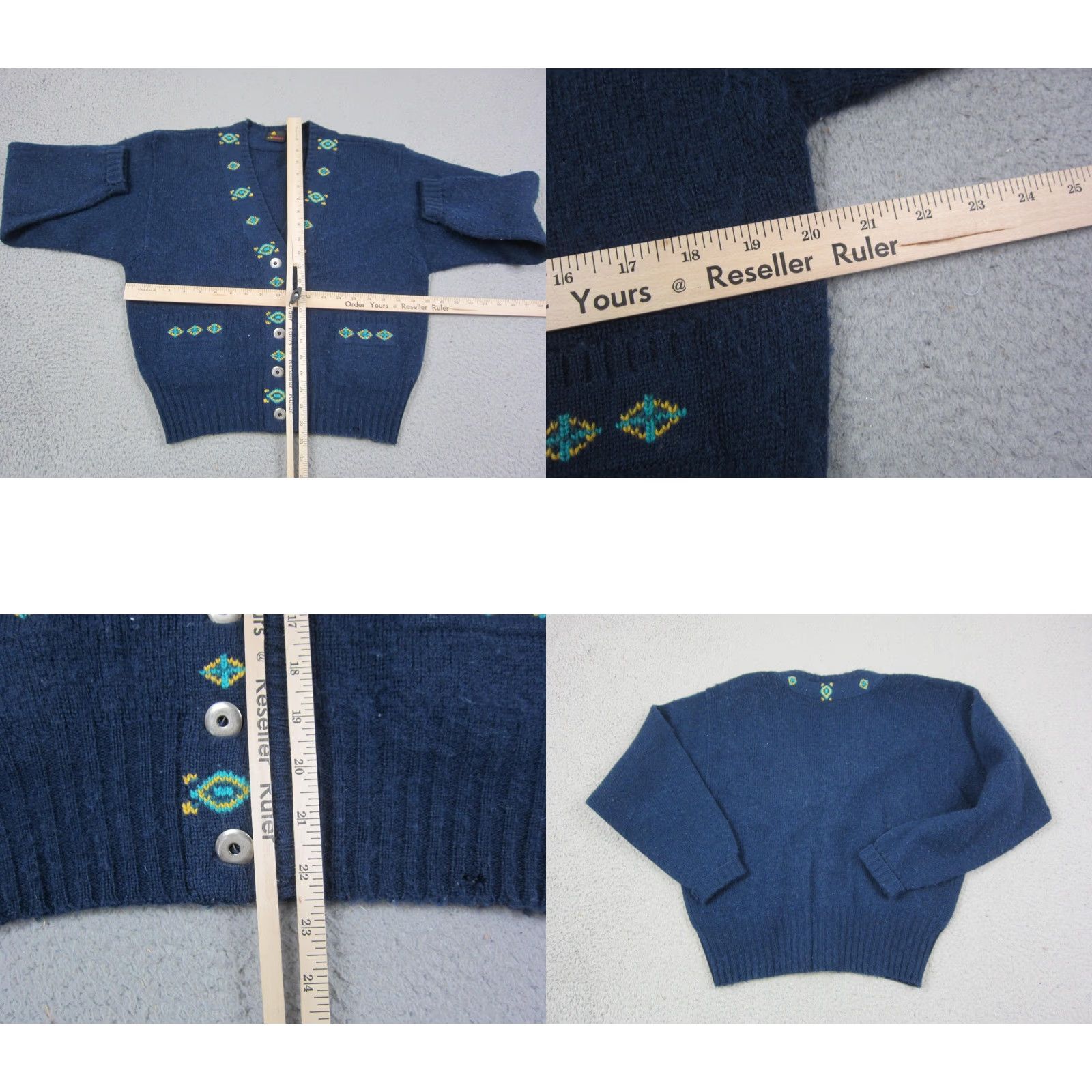 Vintage VINTAGE Lizsport Cardigan Women's M Blue Wool Knit 80s Button Up Sweater Cardigan 90s City Classic Mens Womens Boys Girls Size M / US 6-8 / IT 42-44 - 8 Thumbnail