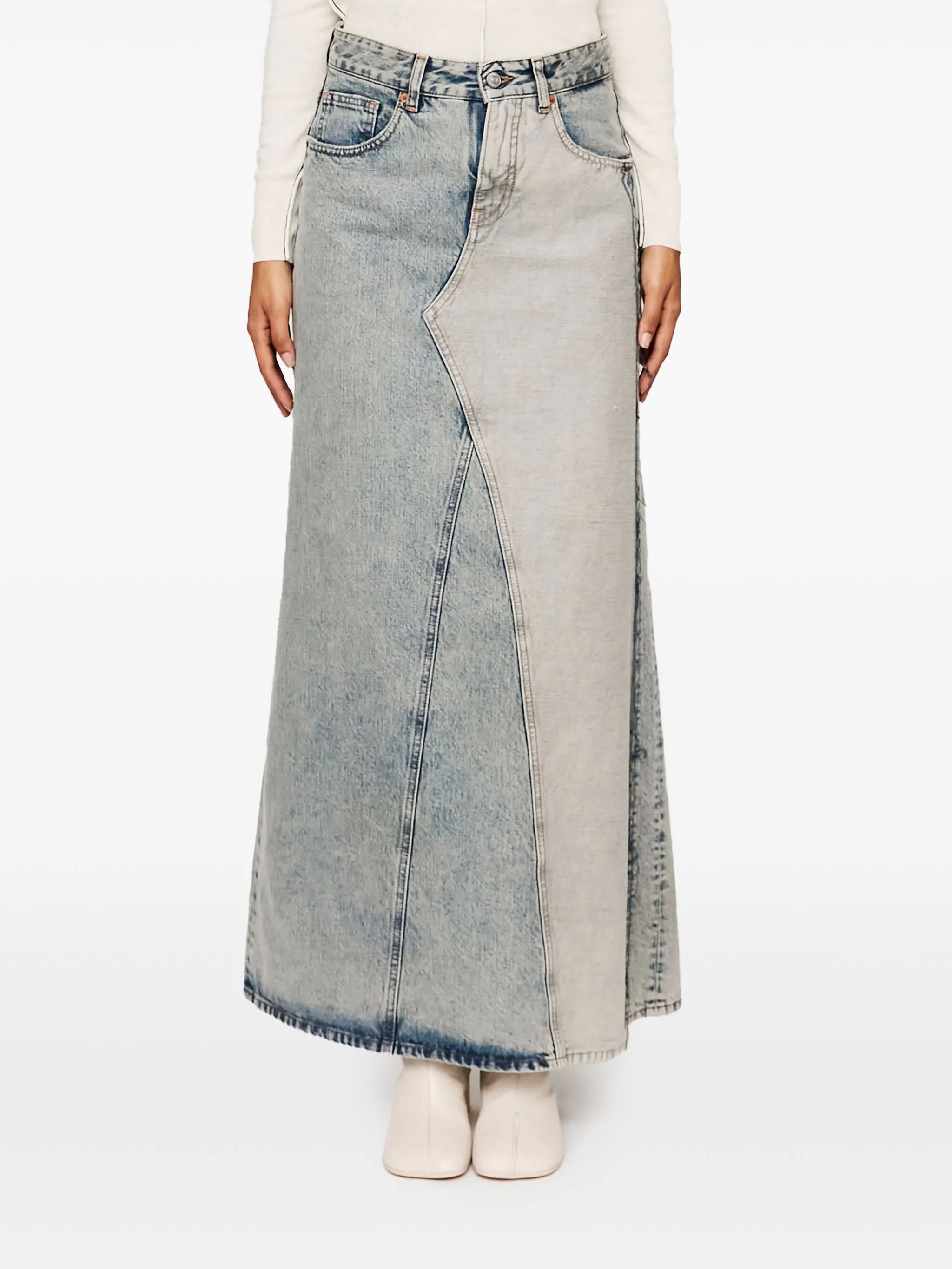 Maison Margiela oc11z0925 Slit Denim Maxi Skirt in Light Blue Size 30" / US 8 / IT 44 - 2 Thumbnail