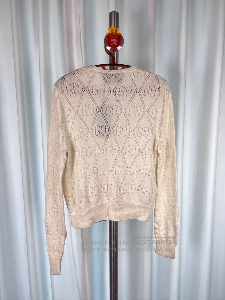Gucci Gucci Double G hollow full-print knitted wool cardigan coa Size S / US 4 / IT 40 - 5 Thumbnail