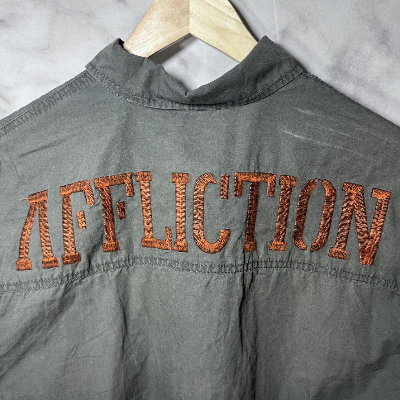 Affliction Live Fast Sun Faded Grey Short Sleeve Button-Up Size US L / EU 52-54 / 3 - 5 Thumbnail
