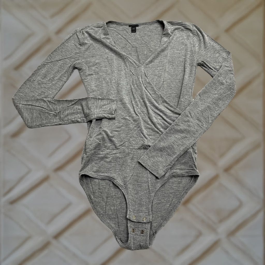 J.Crew J. Crew Wrap Bodysuit Womens XXS Gray One Piece Long Sleeve Stretch Casual Size XXS / US 00 / IT 34 - 1 Thumbnail