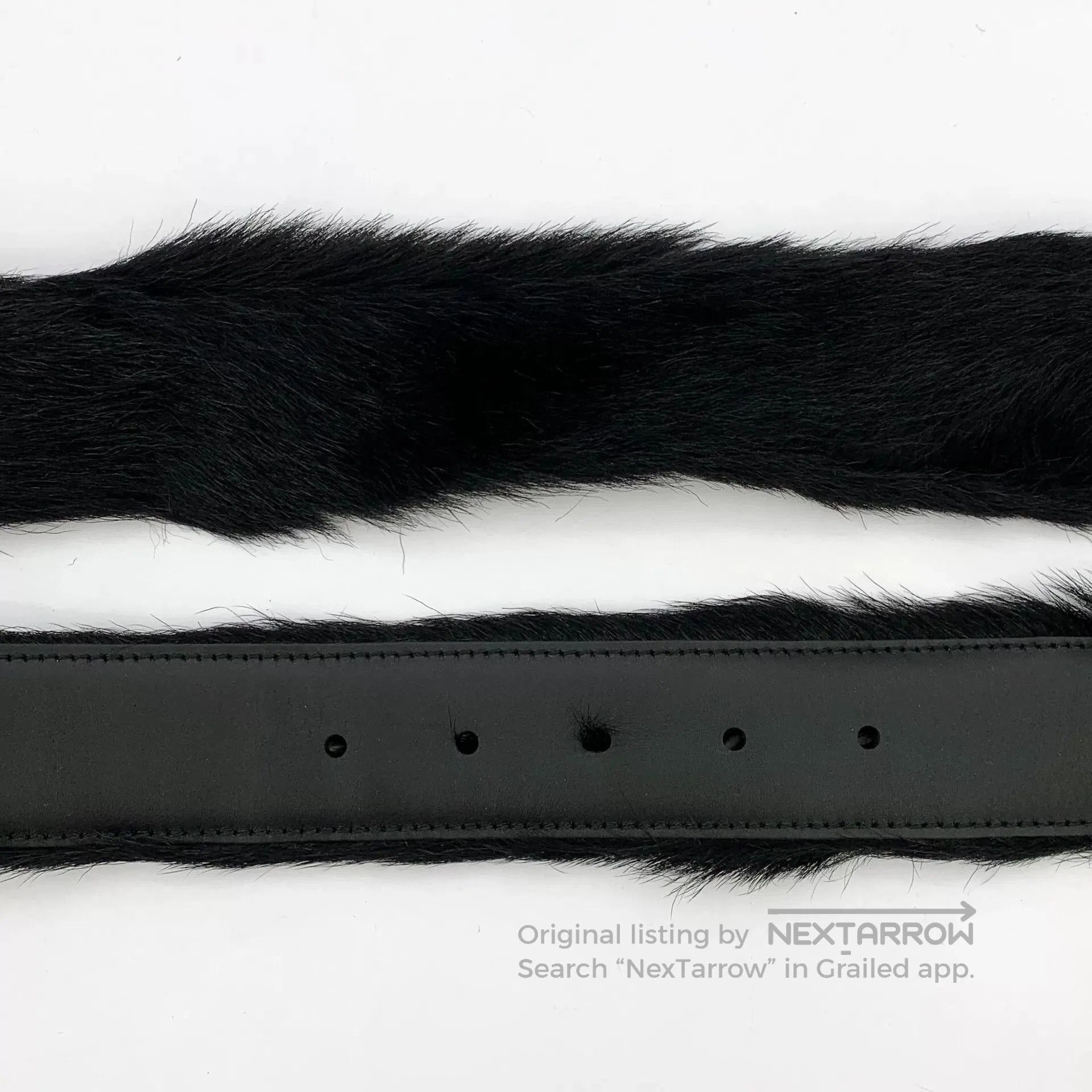 Prada Prada Black Fur Leather Belt. Size ONE SIZE - 5 Thumbnail