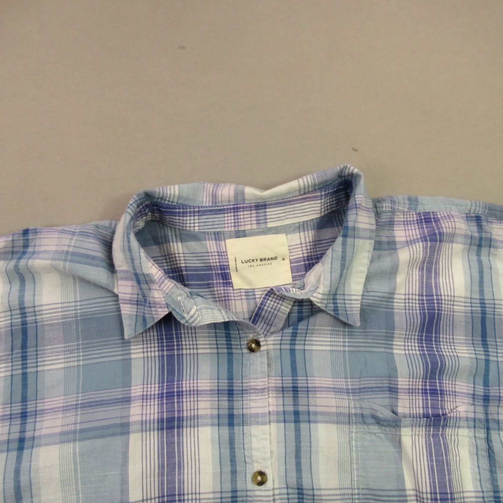 Lucky Brand Lucky Brand Womens XL Shirt Short Sleeve Button Front Lightweight Top Pocket Blue Size XL / US 12-14 / IT 48-50 - 3 Thumbnail