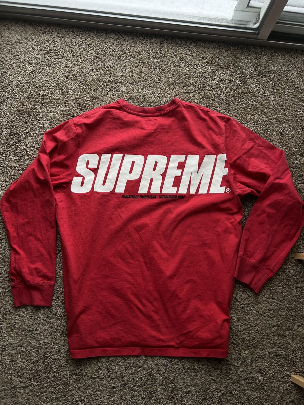 Supreme Supreme Trademark long sleeve red big logo Size US XL / EU 56 / 4 - 1 Thumbnail